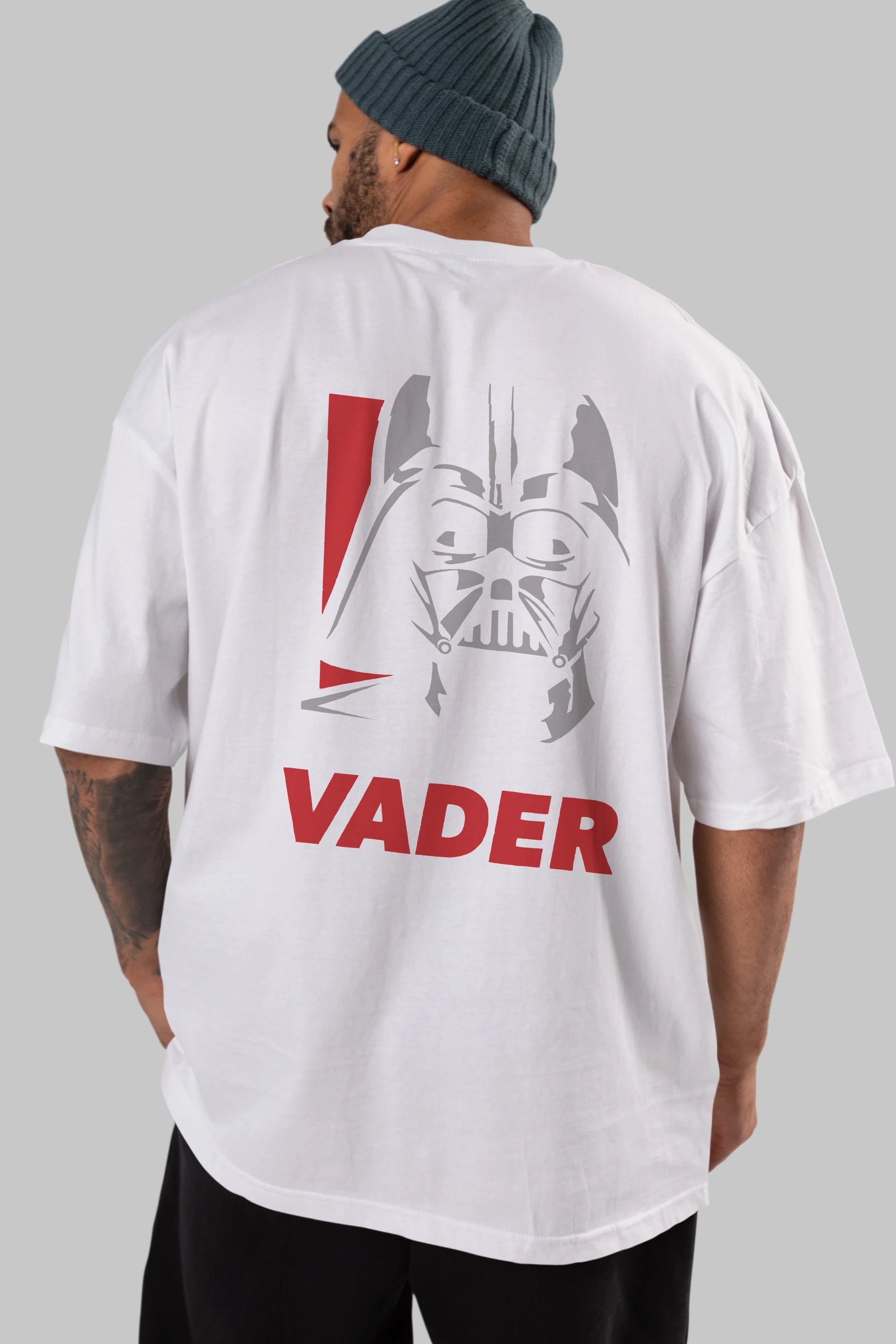 Darth Vader Arka Baskılı Oversize t-shirt Erkek Kadın Unisex %100 Pamuk Bisiklet Yaka tişort