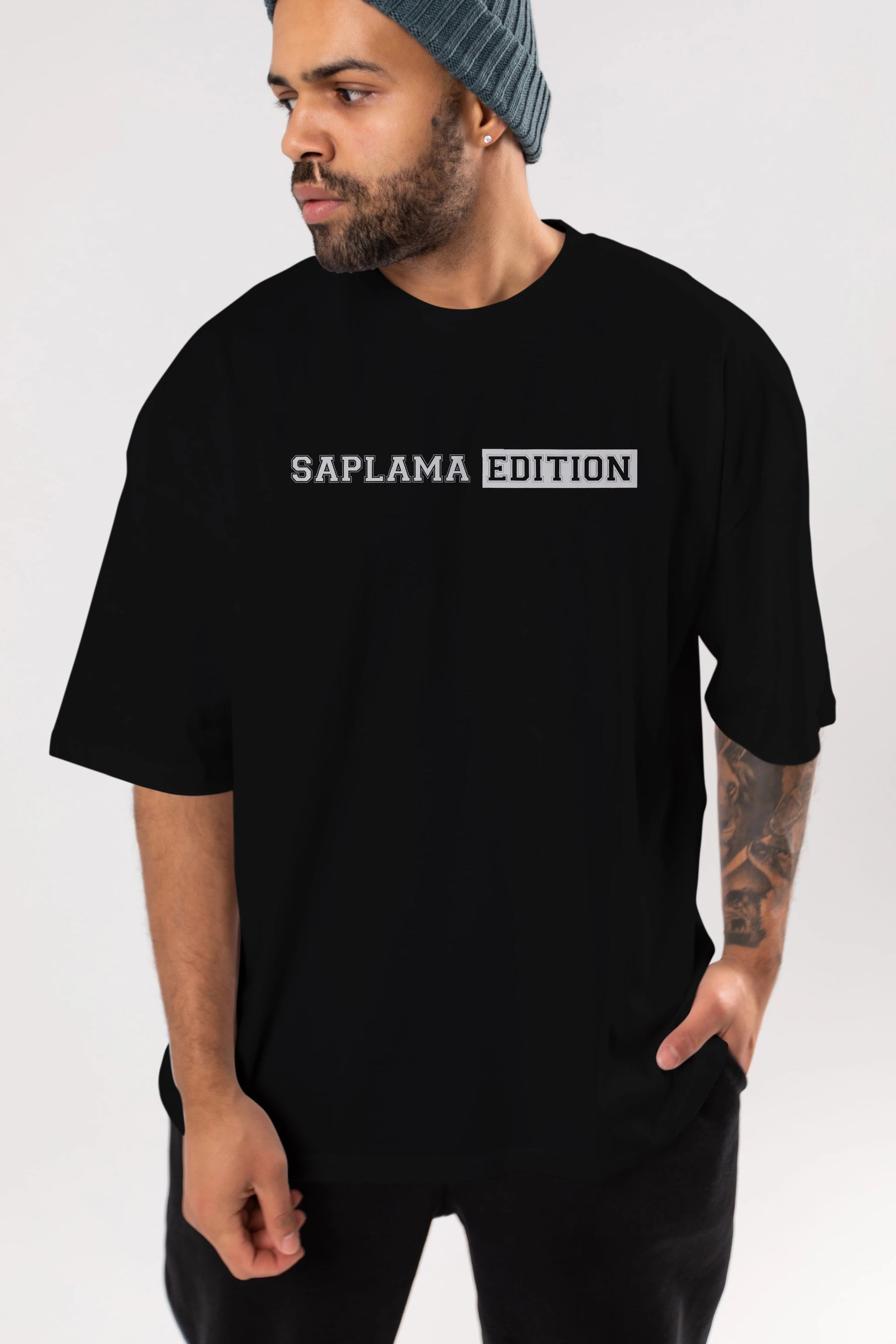 Saplama Edition Ön Baskılı Oversize t-shirt %100 pamuk Erkek Kadın Unisex