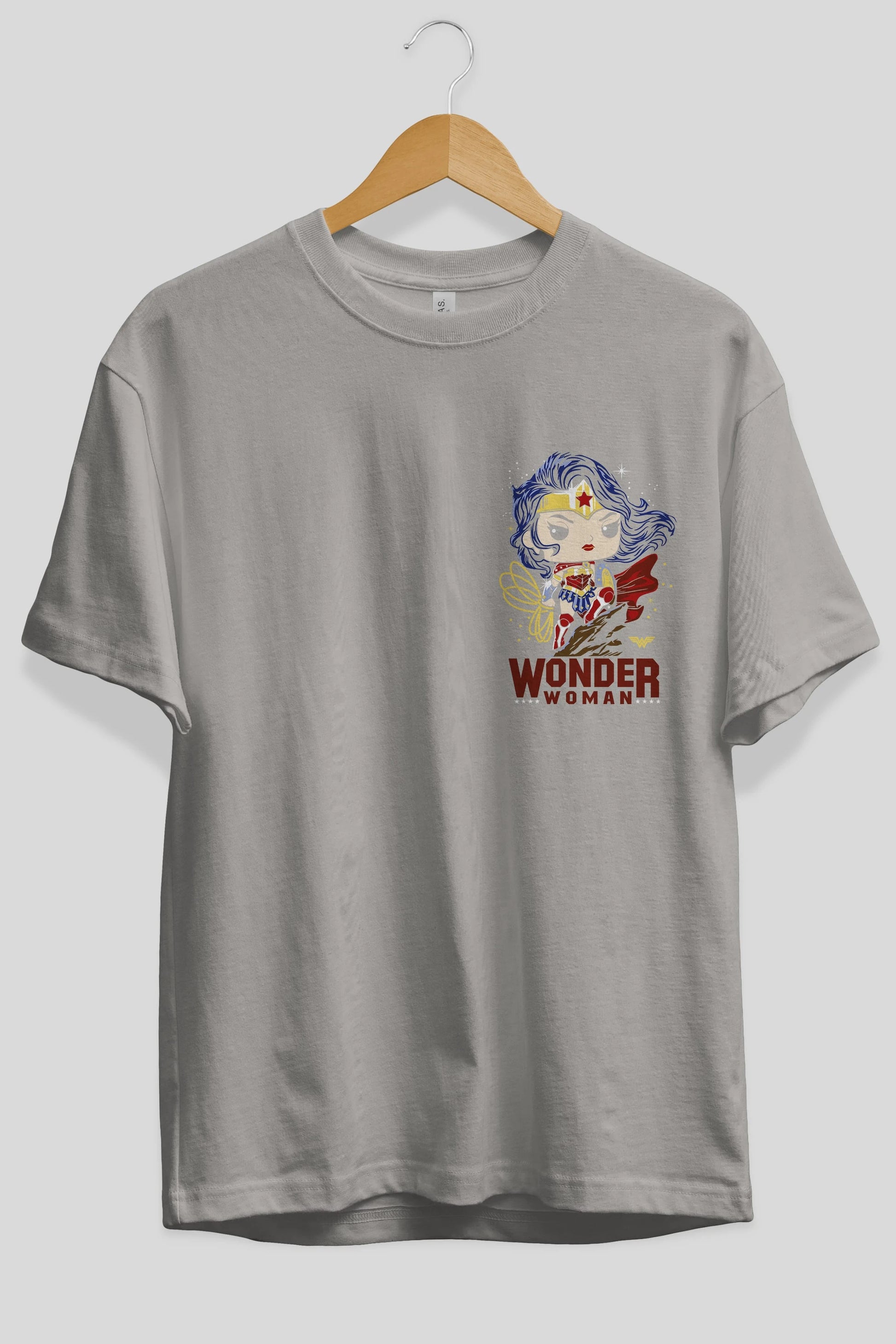 Wonder Woman (2) Ön Sol Baskılı Oversize t-shirt Erkek Kadın Unisex %100 Pamuk Bisiklet Yaka tişort