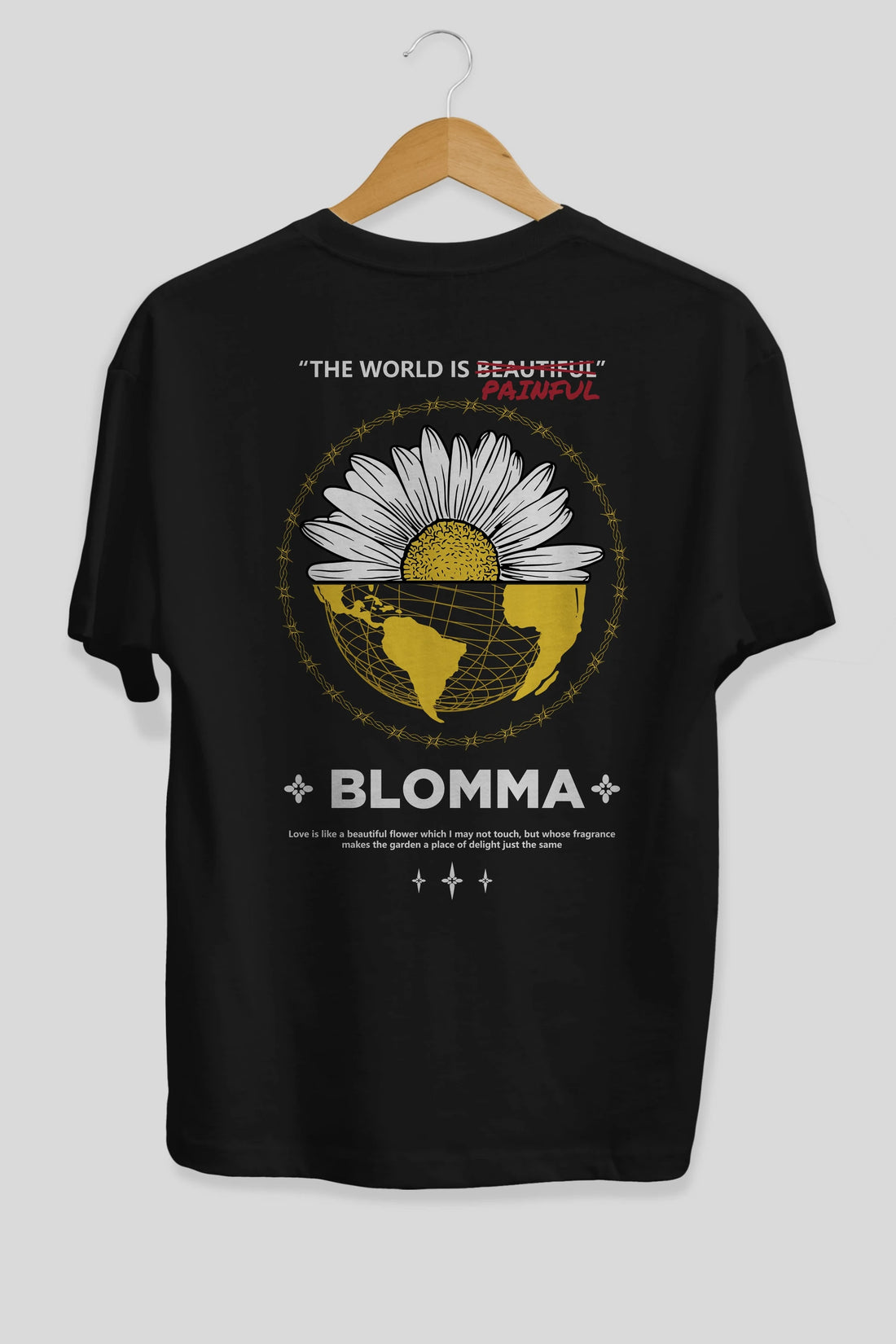 Blomma Arka Baskılı Oversize t-shirt Erkek Kadın Unisex