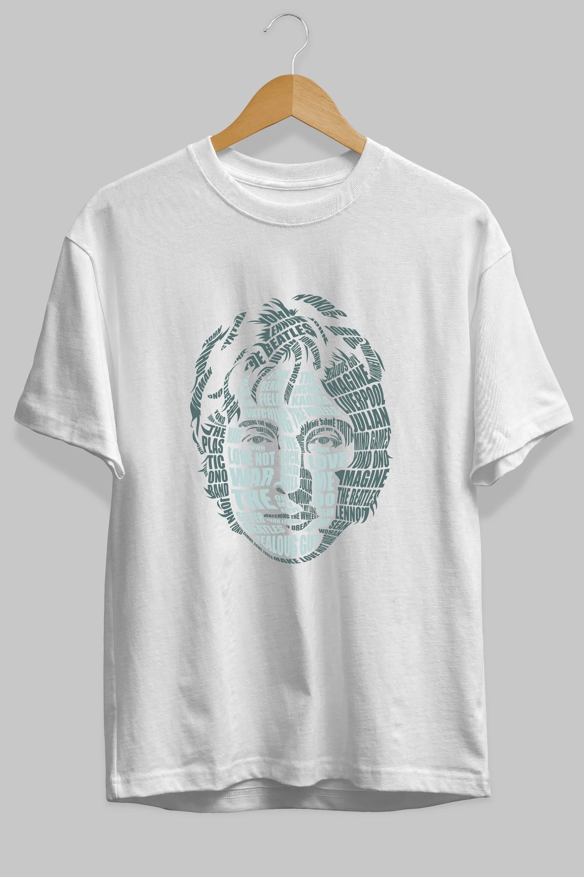 John Lennon Calligram Ön Baskılı Oversize t-shirt %100 pamuk Erkek Kadın Unisex