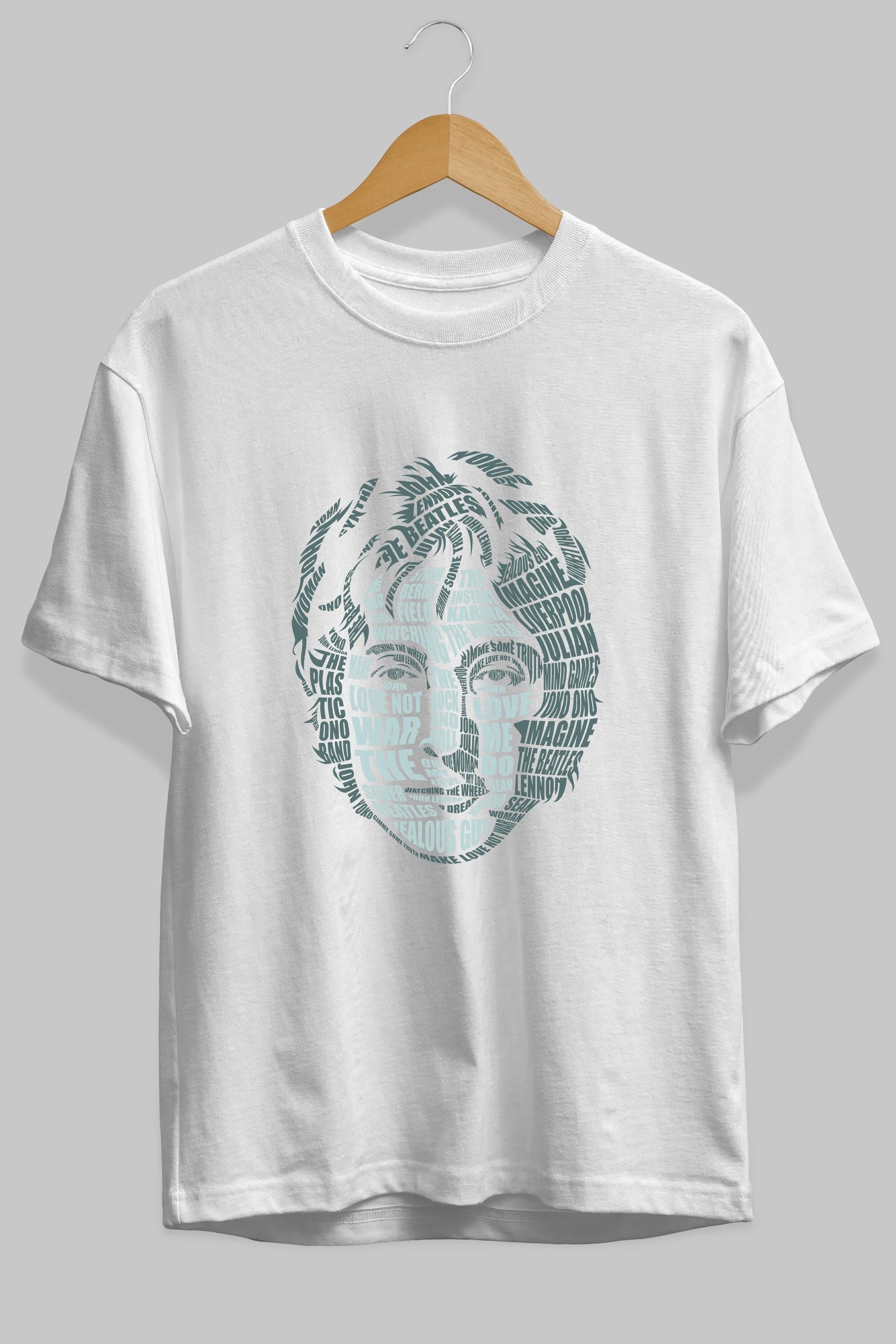 John Lennon Calligram Ön Baskılı Oversize t-shirt %100 pamuk Erkek Kadın Unisex