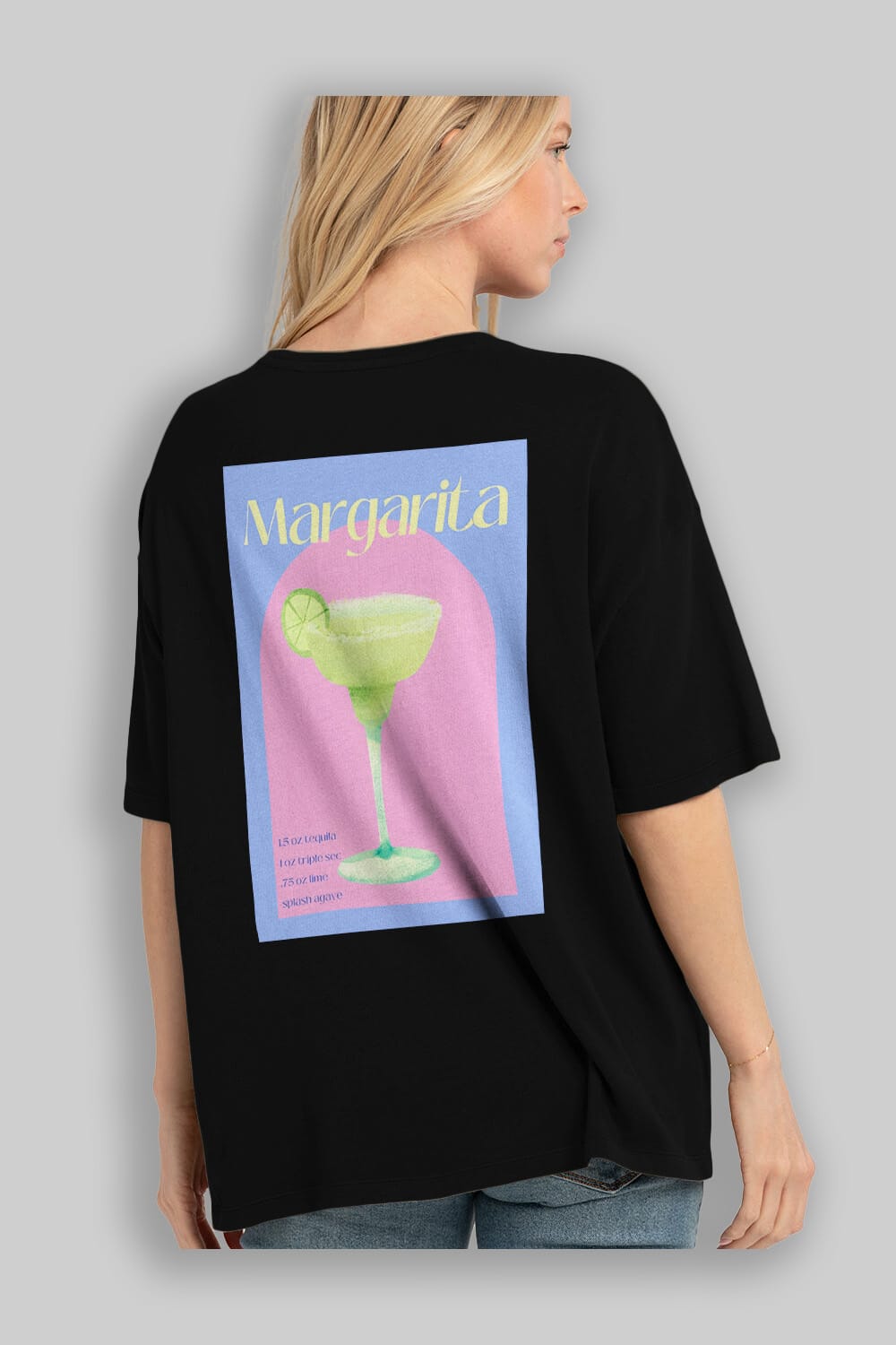 Margarita 6 Arka Baskılı Oversize t-shirt Erkek Kadın Unisex %100 Pamuk Bisiklet Yaka tişort
