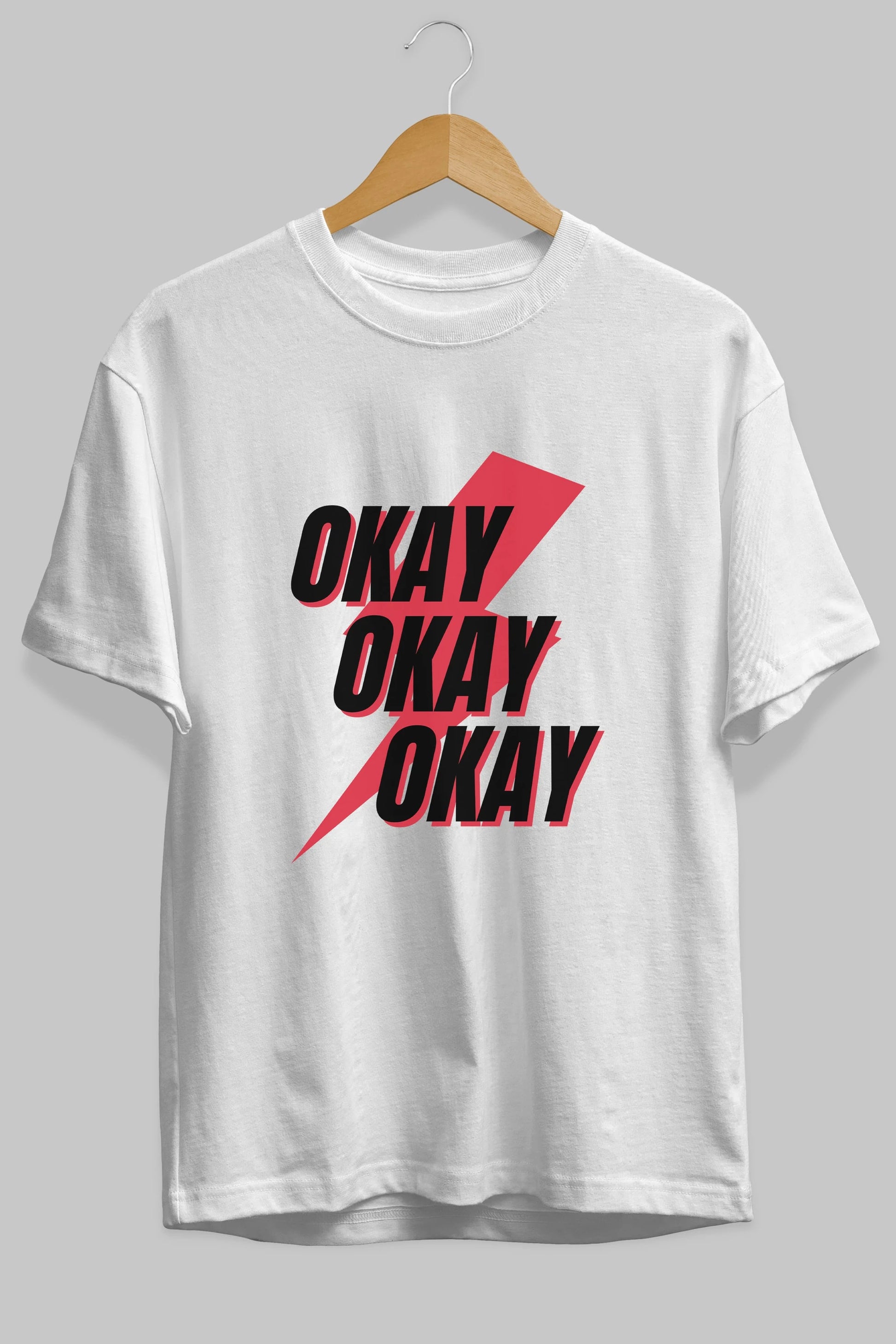 Okay Ön Baskılı Oversize t-shirt Erkek Kadın Unisex