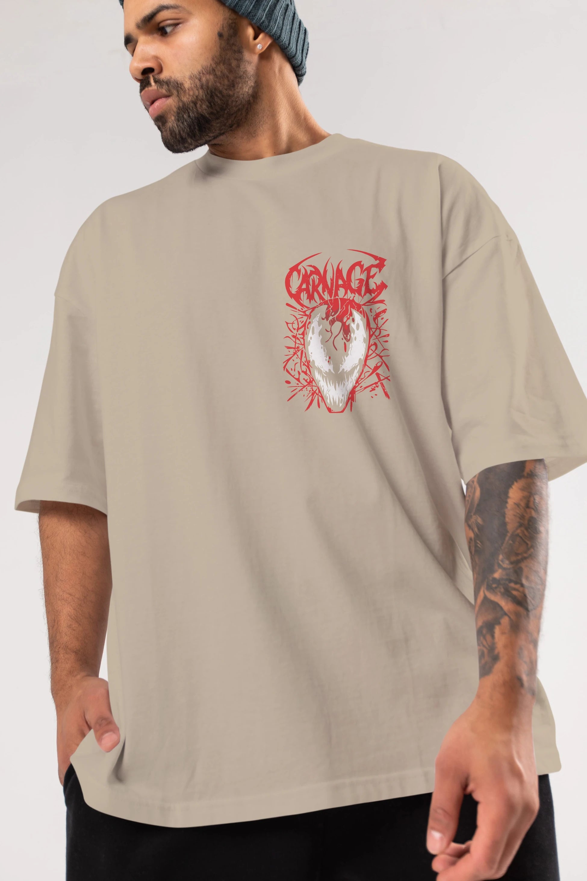 Venom (22) Ön Sol Baskılı Oversize t-shirt Erkek Kadın Unisex %100 Pamuk Bisiklet Yaka tişort