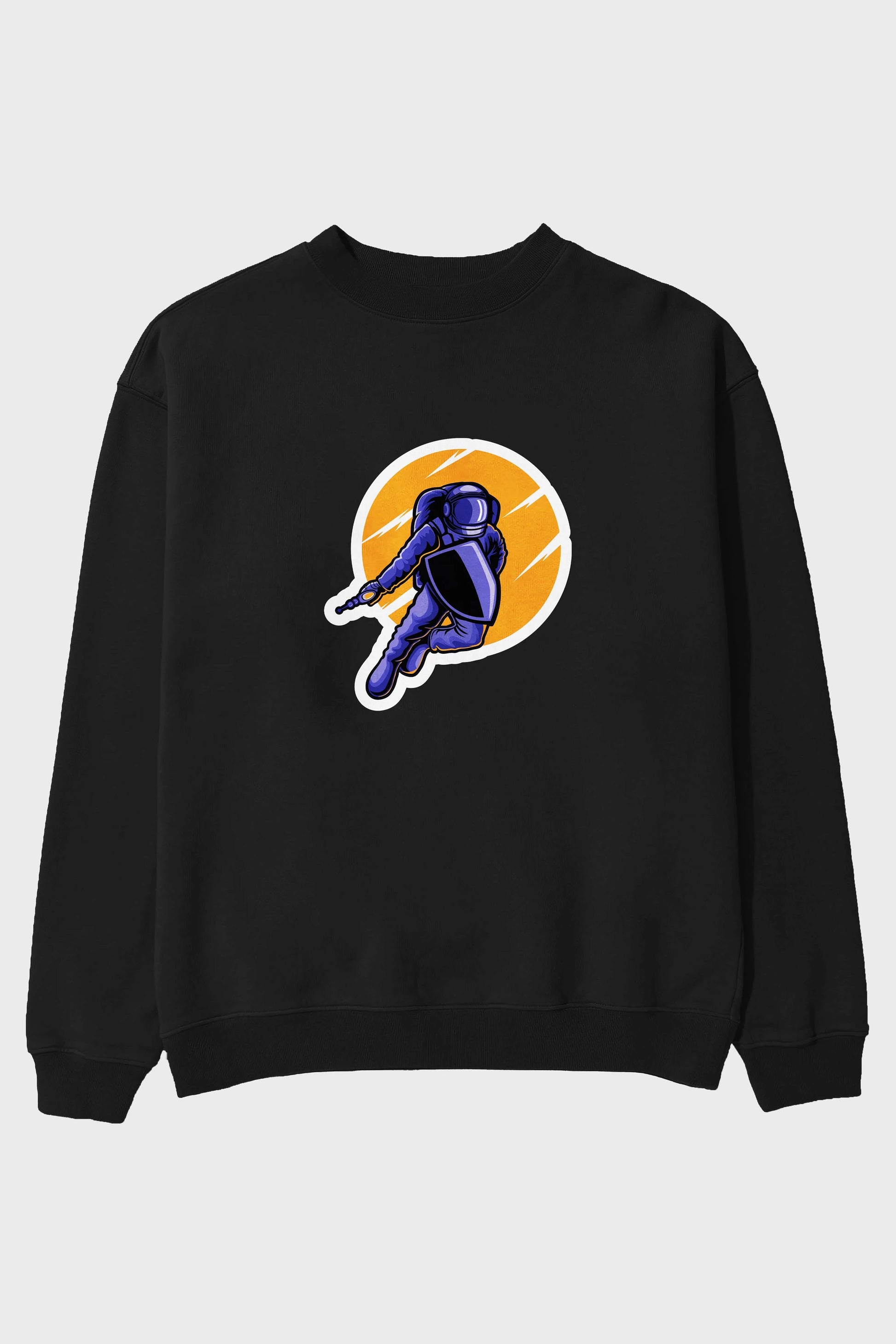 Astro Wars Sticker Ön Baskılı Oversize Sweatshirt Erkek Kadın Unisex