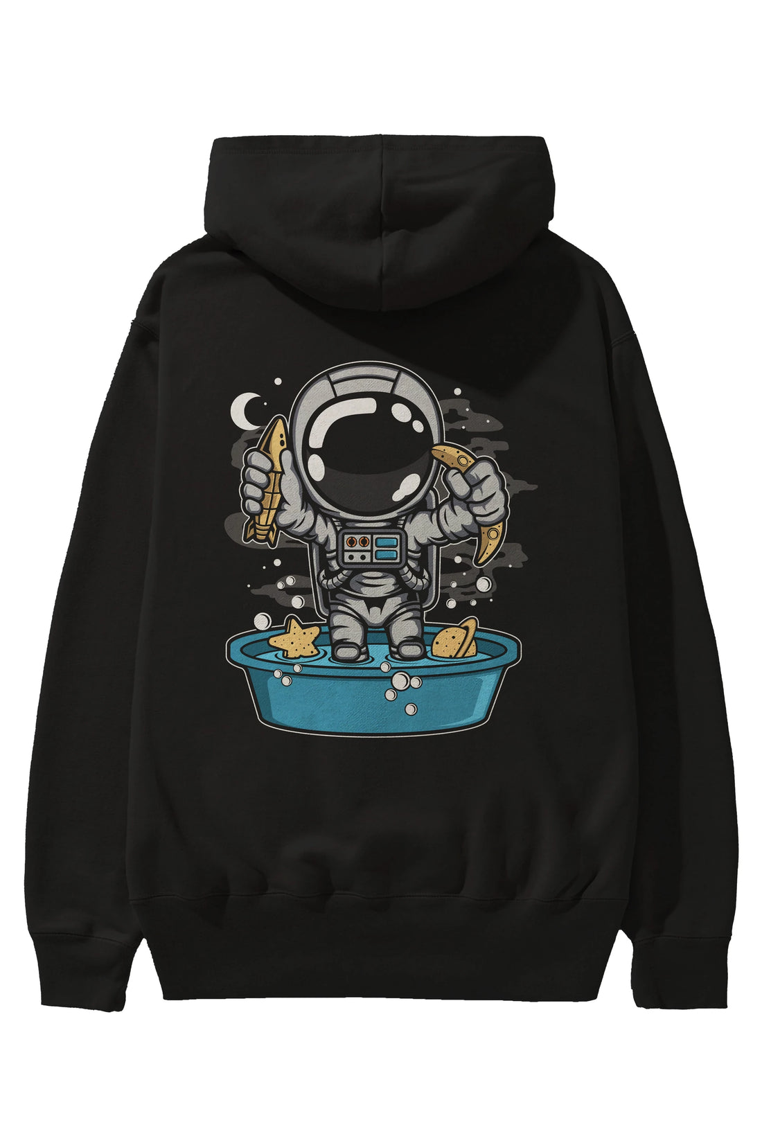 Astronaut Bath Tub Arka Baskılı Hoodie Oversize Kapüşonlu Sweatshirt Erkek Kadın Unisex