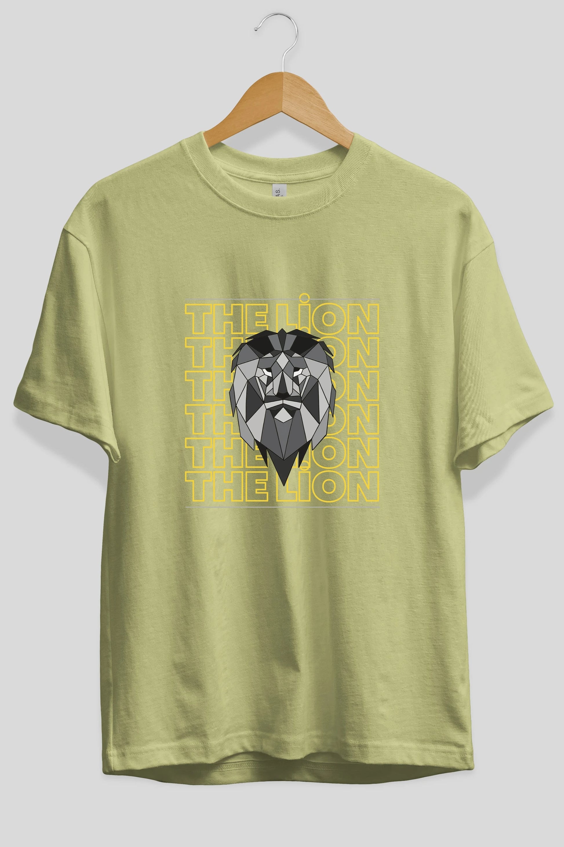 The Lion Yazılı Ön Baskılı Oversize t-shirt Erkek Kadın Unisex