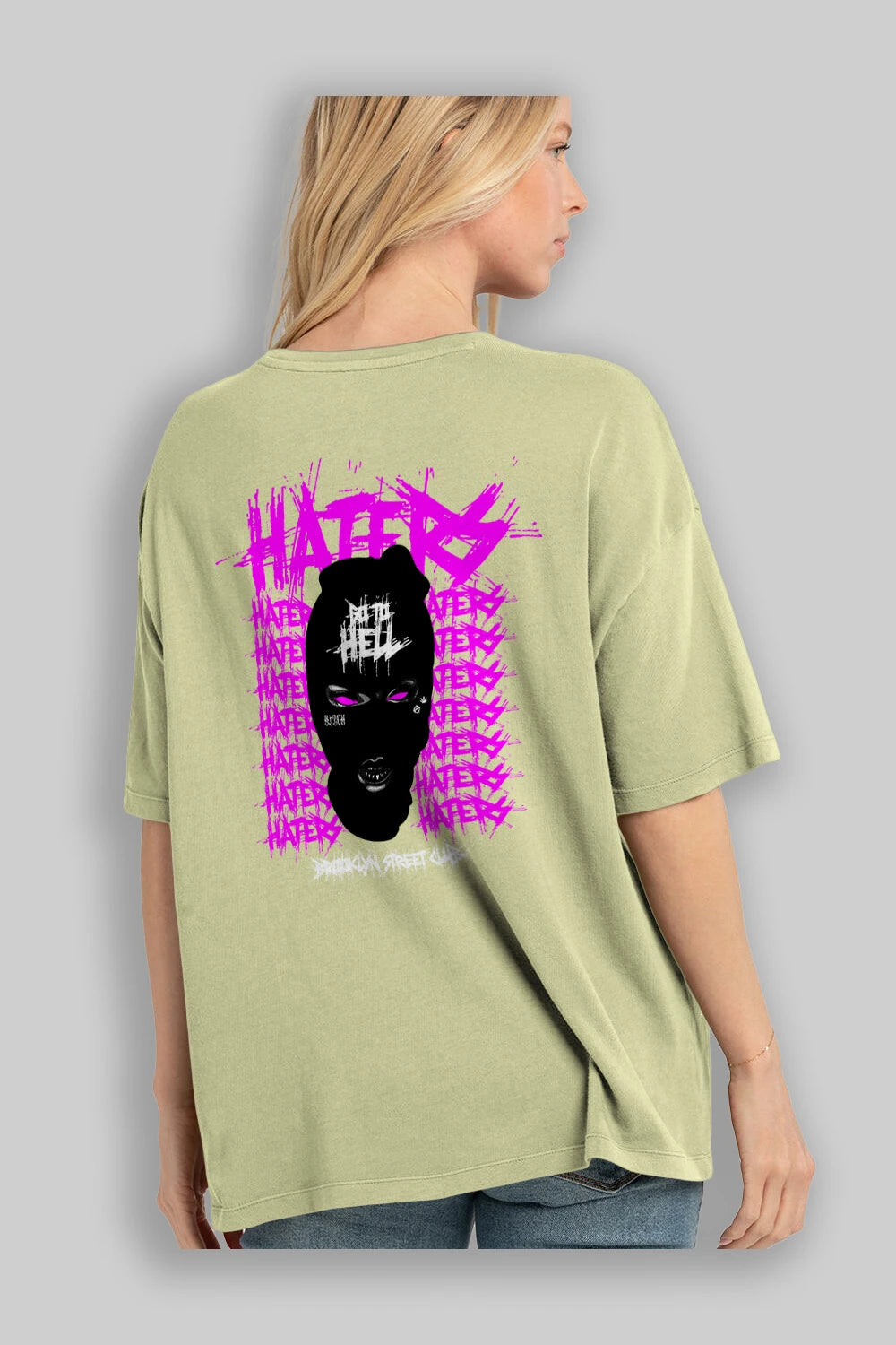 Haters Brooklyn Street Club Arka Baskılı Oversize t-shirt Erkek Kadın Unisex