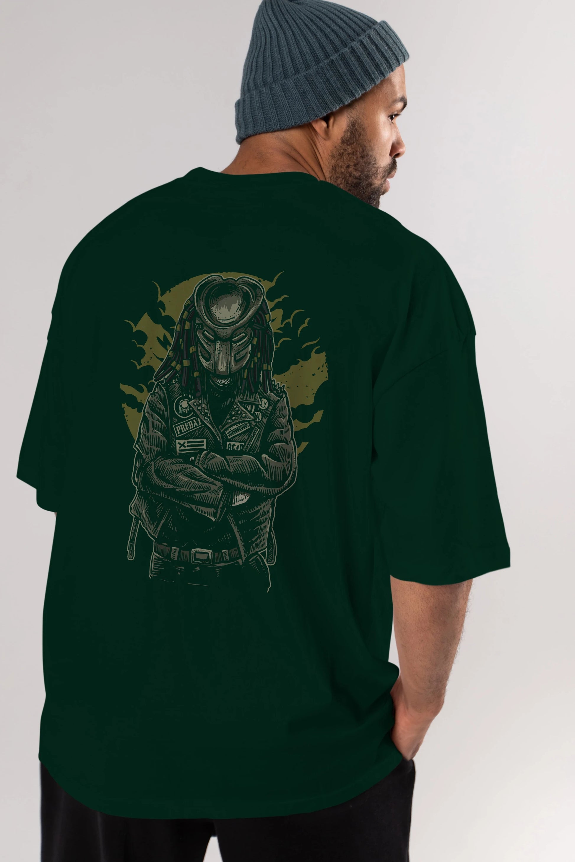 Predator Arka Baskılı Oversize t-shirt Erkek Kadın Unisex %100 Pamuk