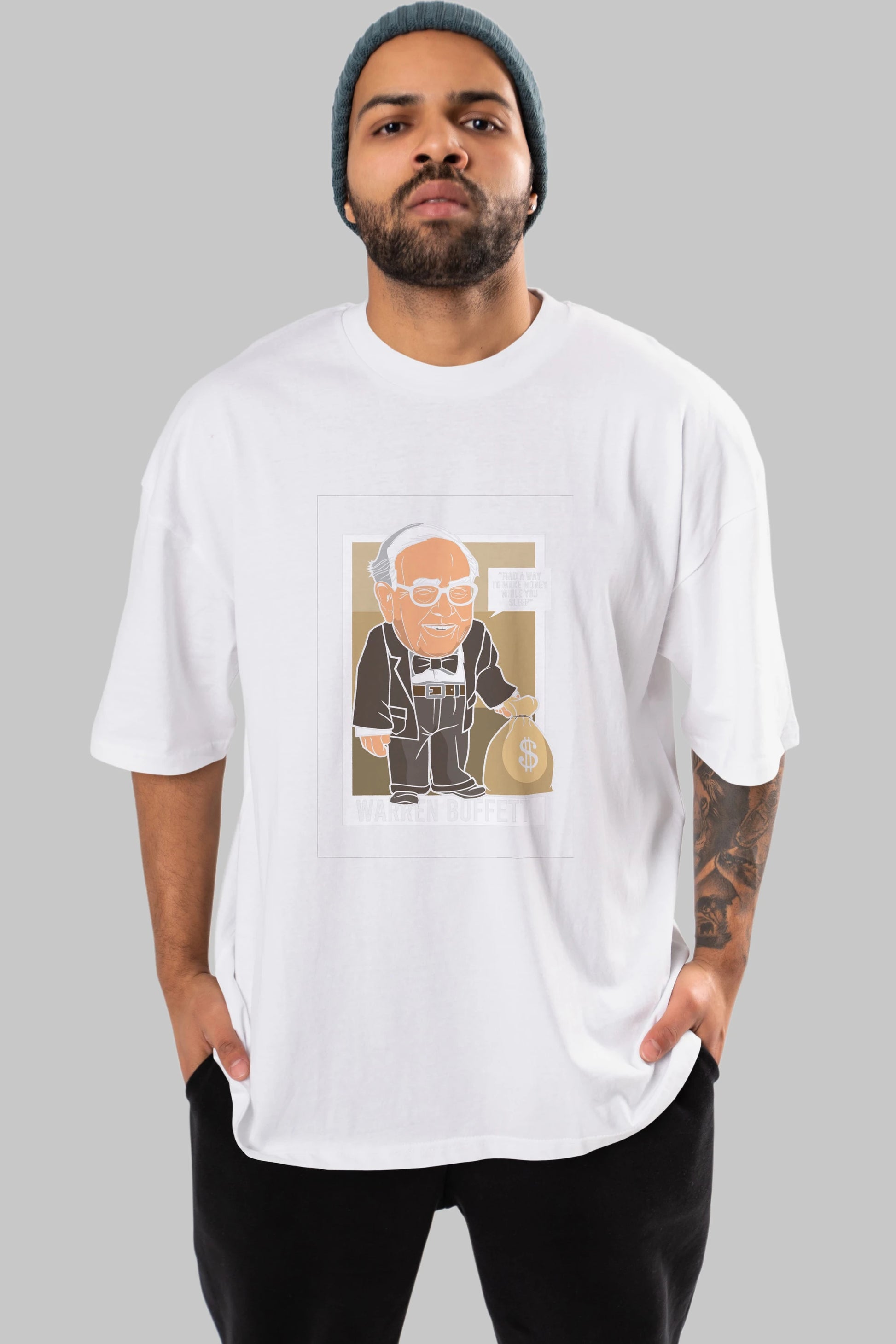 Warren Buffet Up Carl Ön Baskılı Oversize t-shirt Erkek Kadın Unisex %100 Pamuk tişort