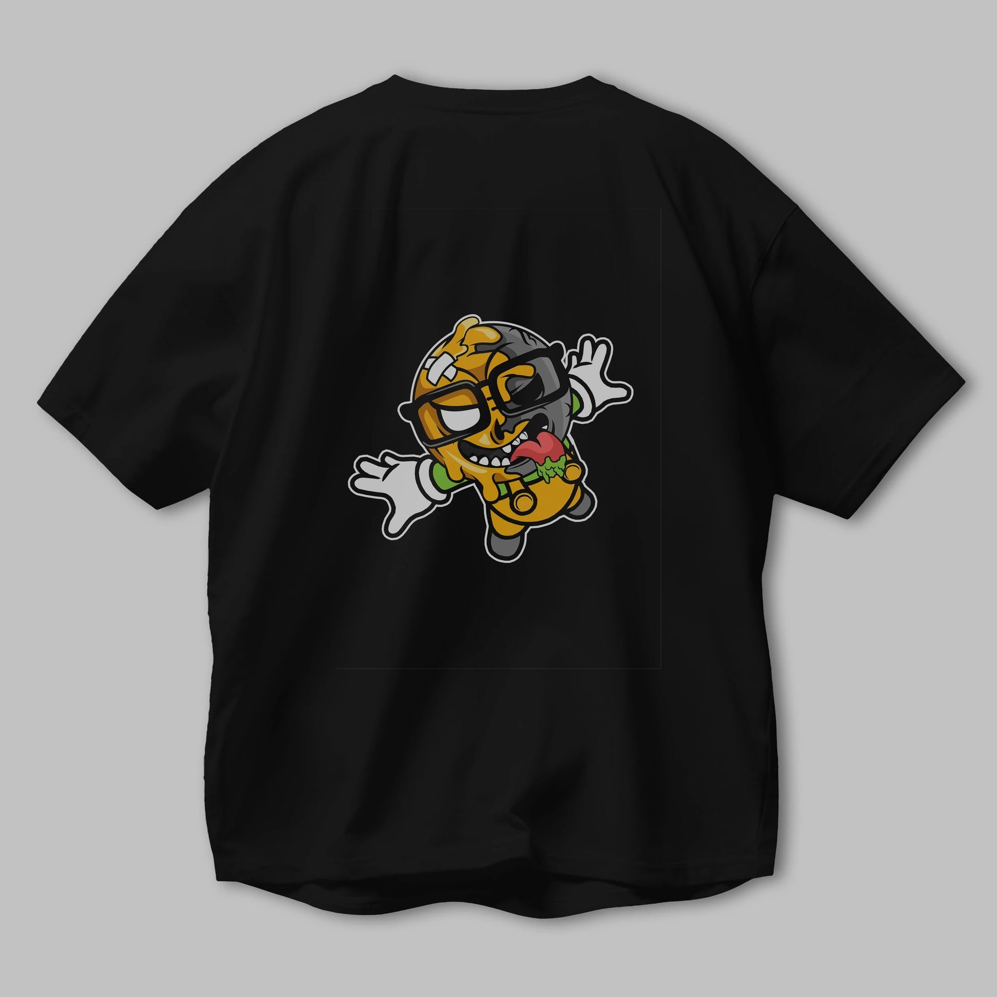 Smiley Jump Arka Baskılı Oversize t-shirt Erkek Kadın Unisex %100 Pamuk tişort