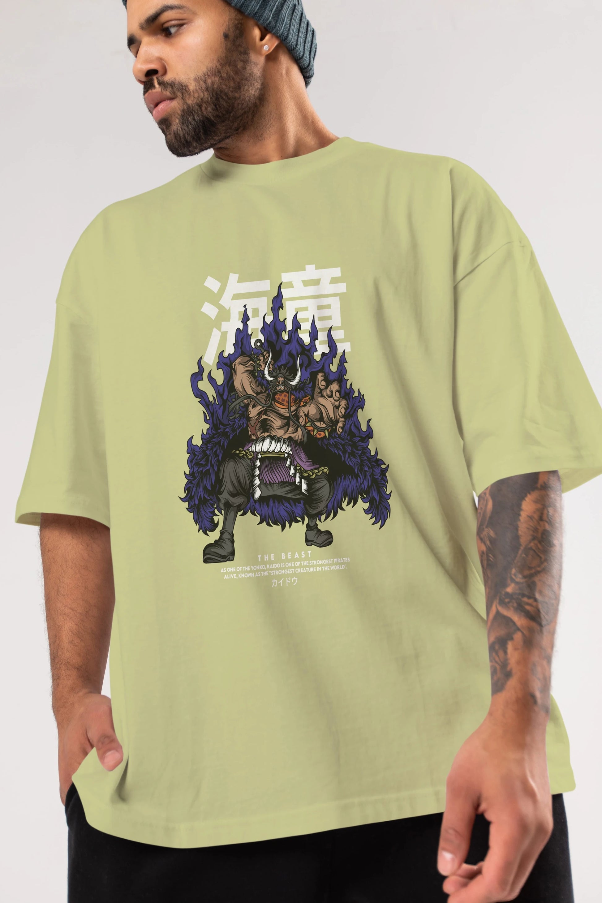 Kaido Anime Ön Baskılı Oversize t-shirt %100 pamuk Erkek Kadın Unisex