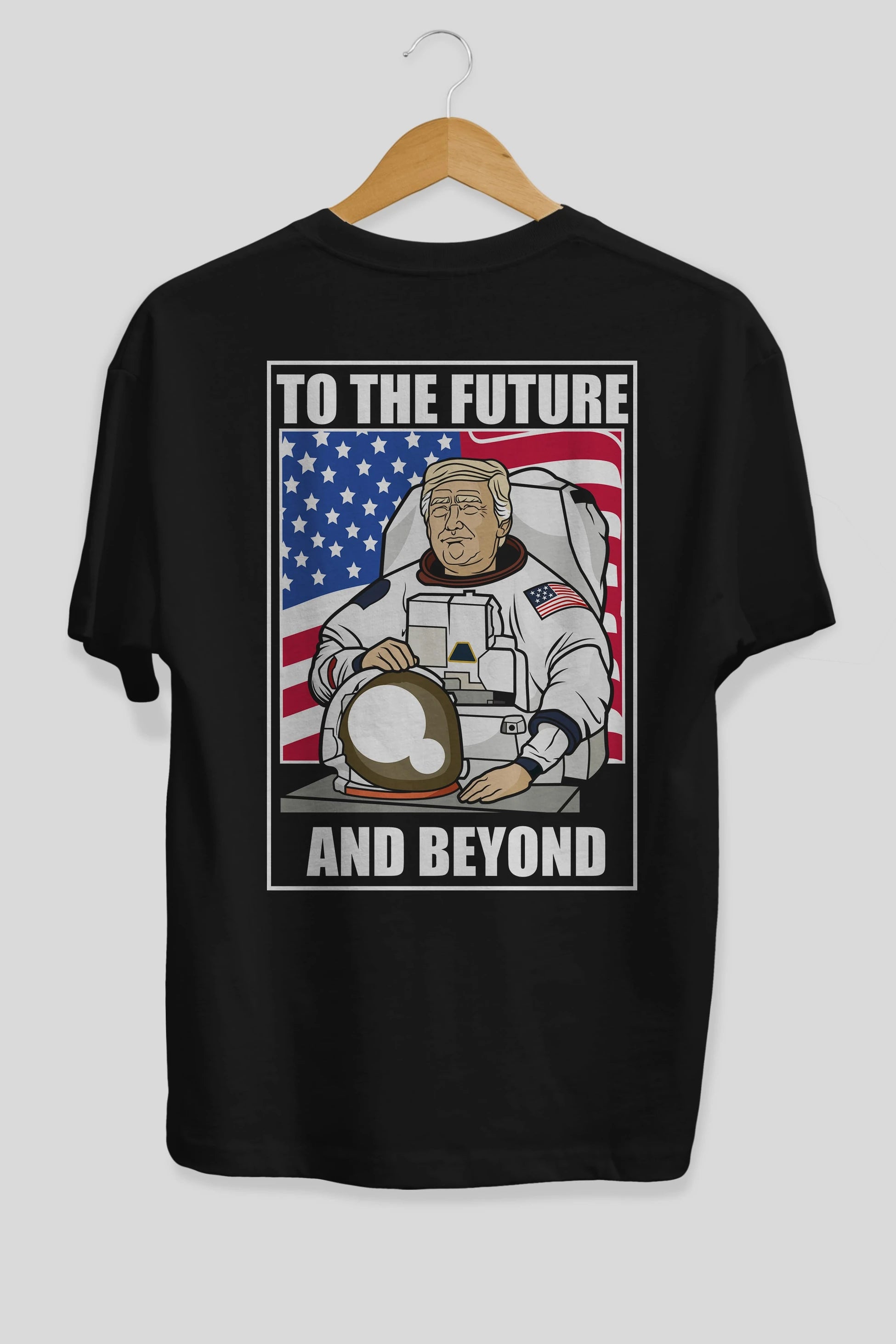 Trumpstronaut Arka Baskılı Oversize t-shirt Erkek Kadın Unisex %100 Pamuk tişort