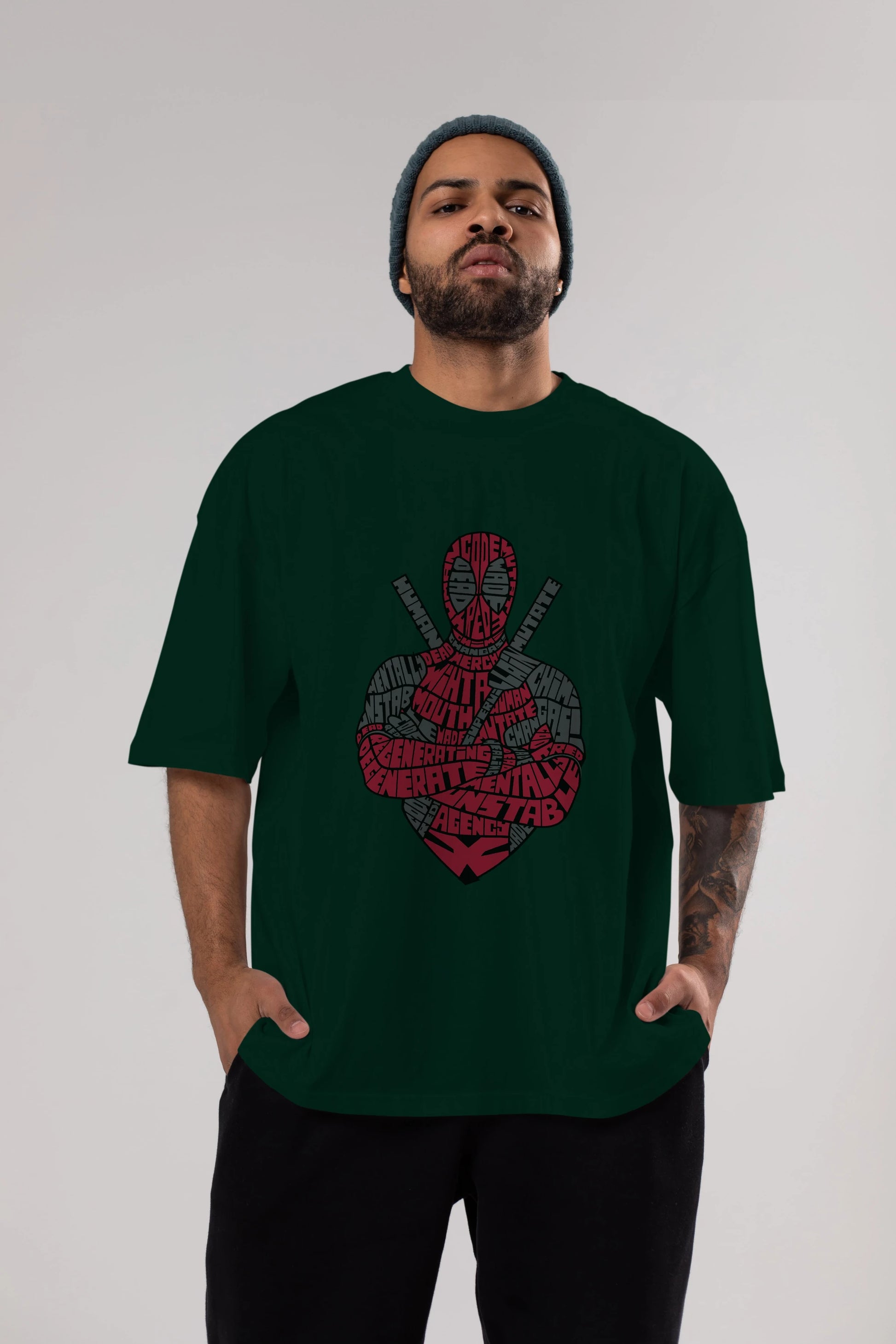 Dead Red Ön Baskılı Oversize t-shirt %100 pamuk Erkek Kadın Unisex