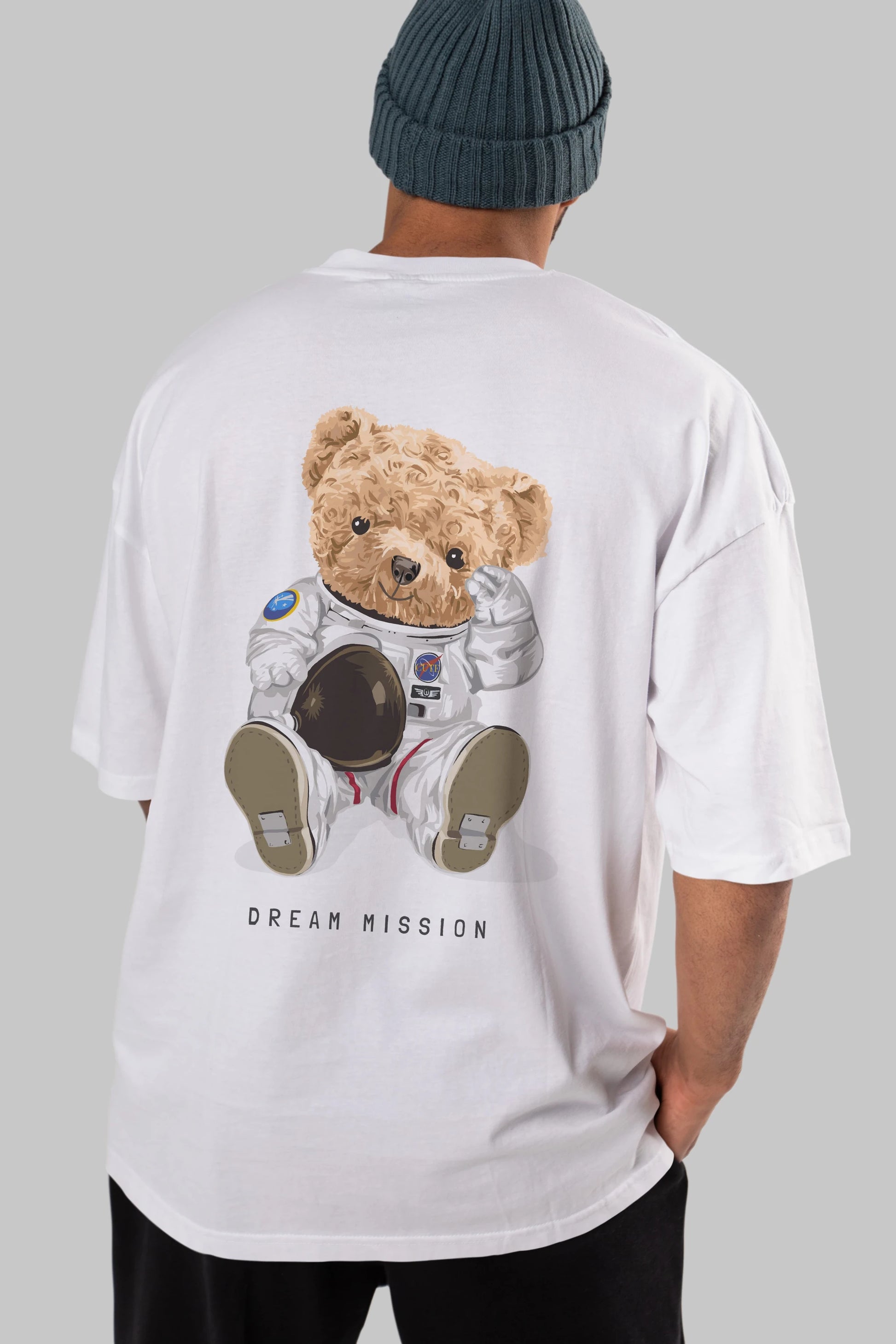Teddy Bear Asrtonot Arka Baskılı Oversize t-shirt Erkek Kadın Unisex %100 Pamuk