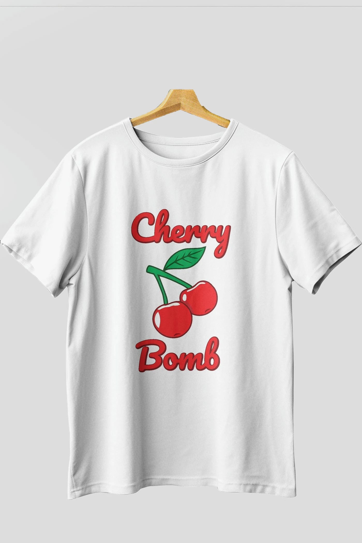 Cherry Bomb Cherries 1 Ön Baskılı Oversize t-shirt Erkek Kadın Pamuk Bisiklet Yaka tişort