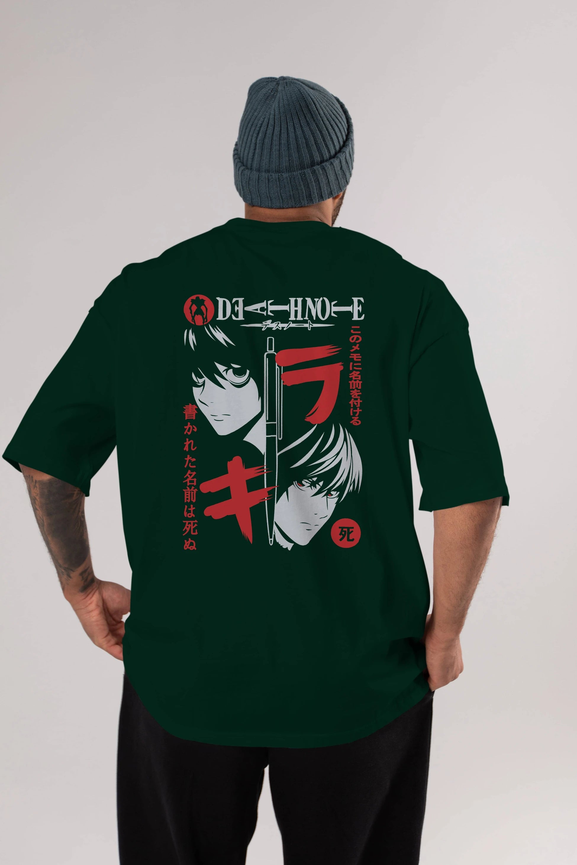 DEATHNOTE L vs KIRA Anime Arka Baskılı Oversize t-shirt Erkek Kadın Unisex