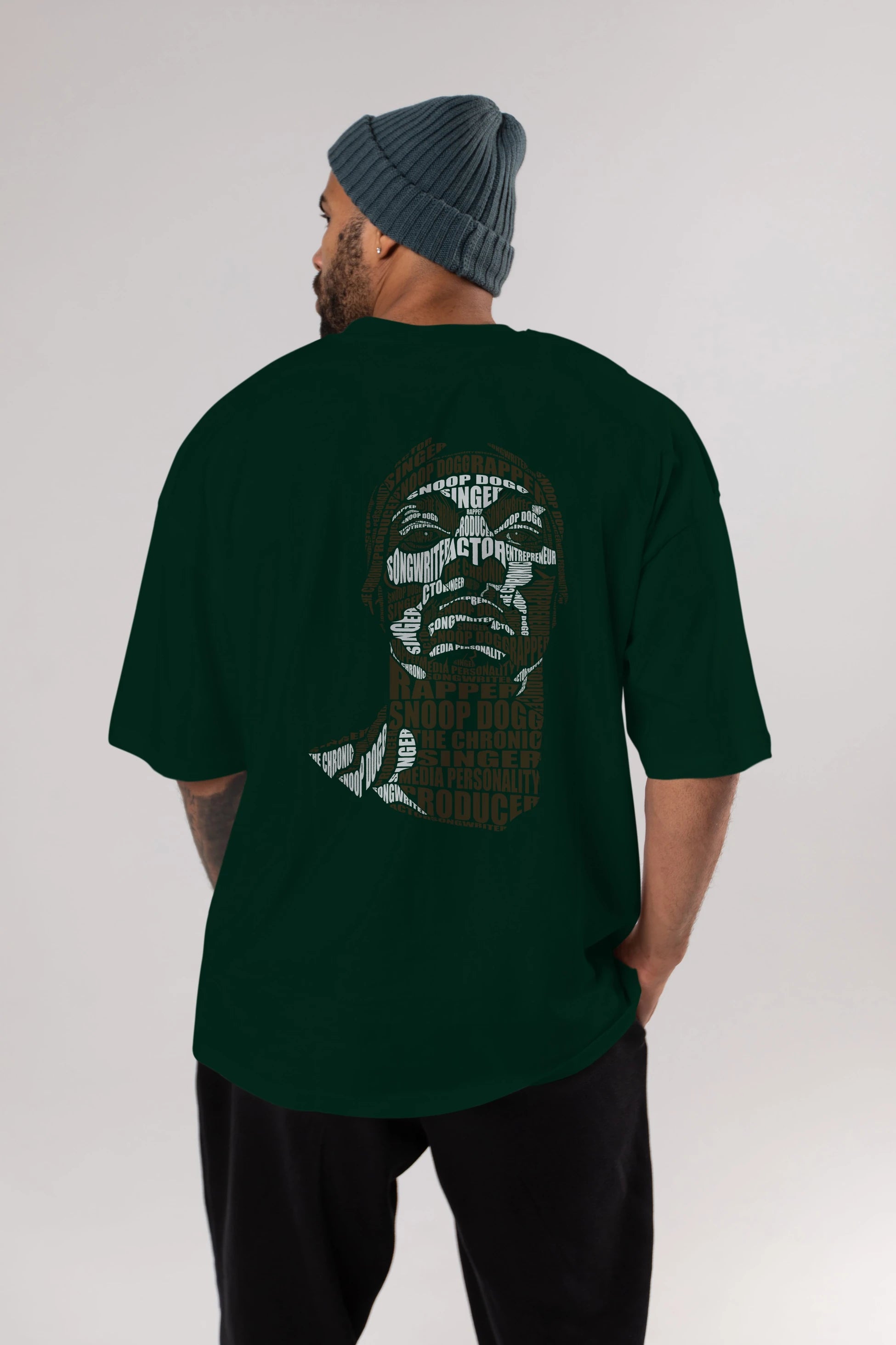 Snoop Dogg Calligram Arka Baskılı Oversize t-shirt %100 pamuk Erkek Kadın Unisex