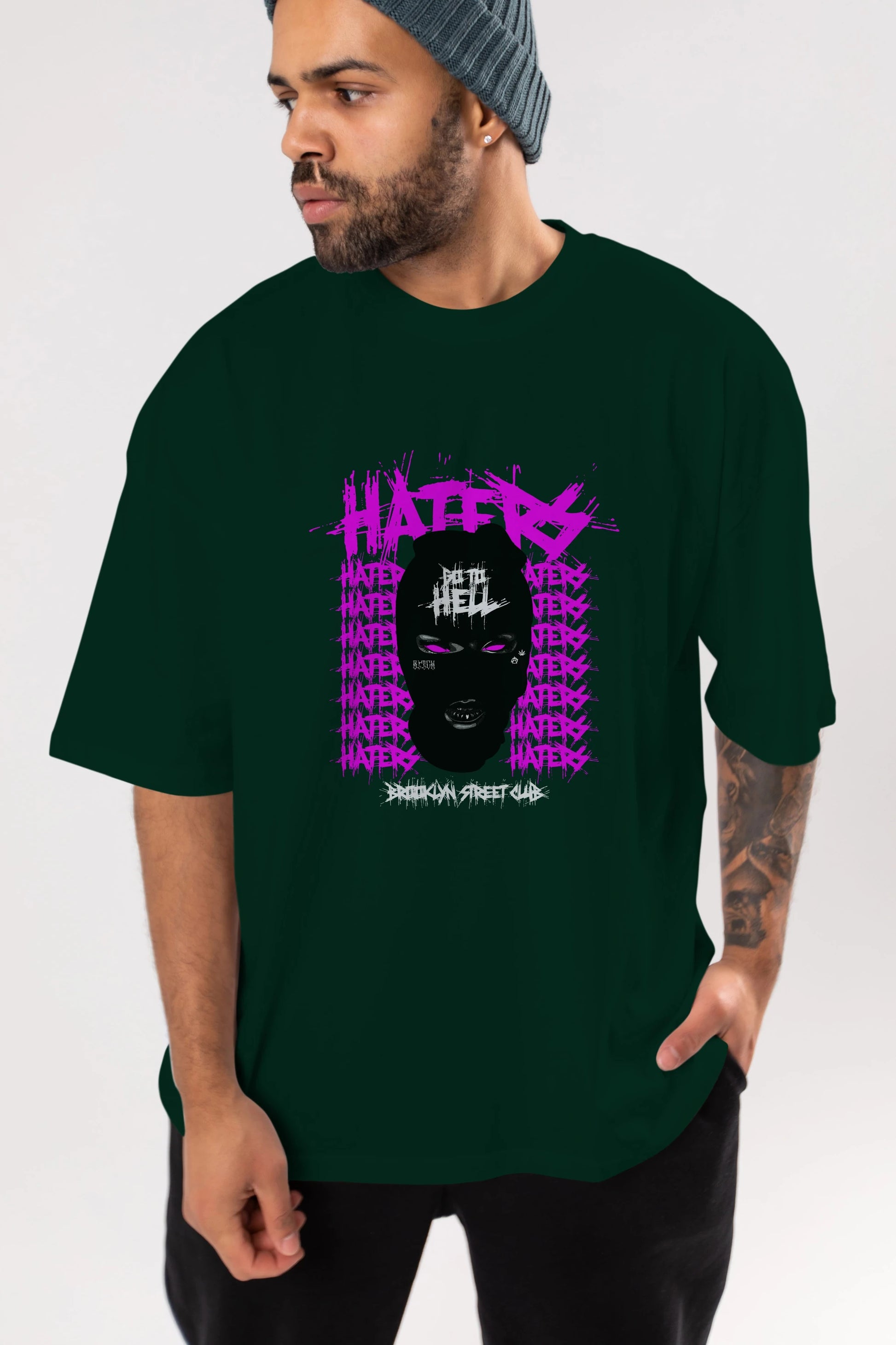 Haters Brooklyn Street Club Ön Baskılı Oversize t-shirt Erkek Kadın Unisex