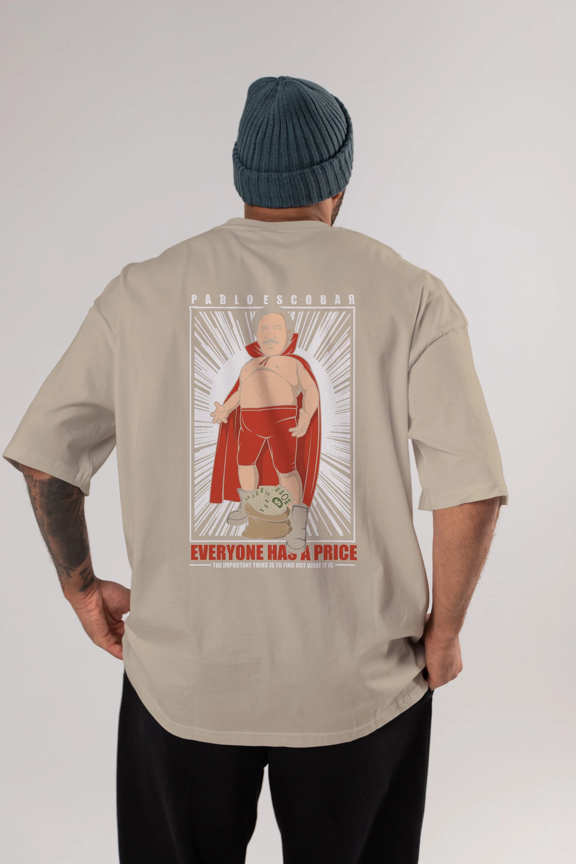 Pablo Escobar Luchador Arka Baskılı Oversize t-shirt Erkek Kadın Unisex %100 Pamuk tişort