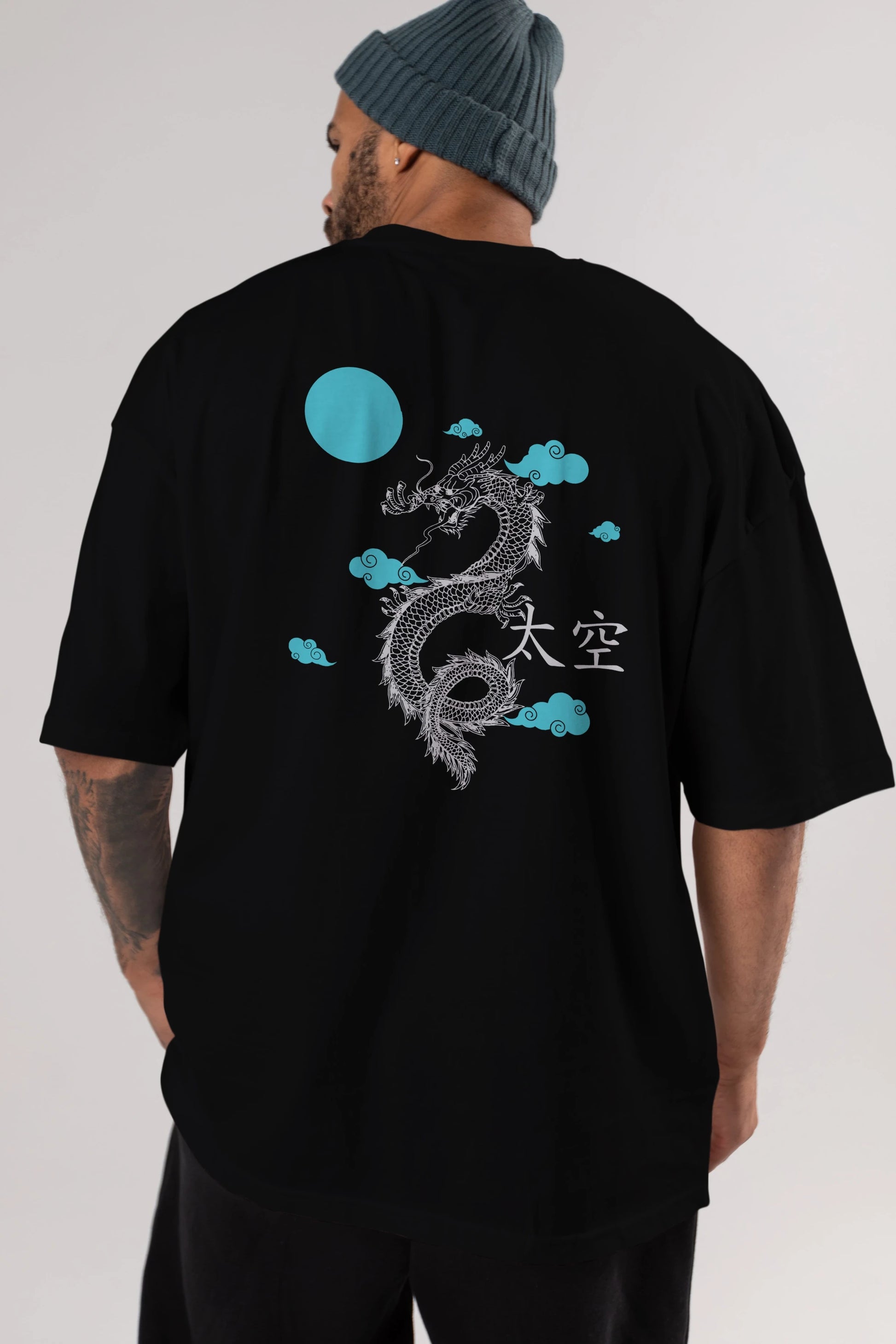 Chinese Dragon Arka Baskılı Oversize t-shirt Erkek Kadın Unisex