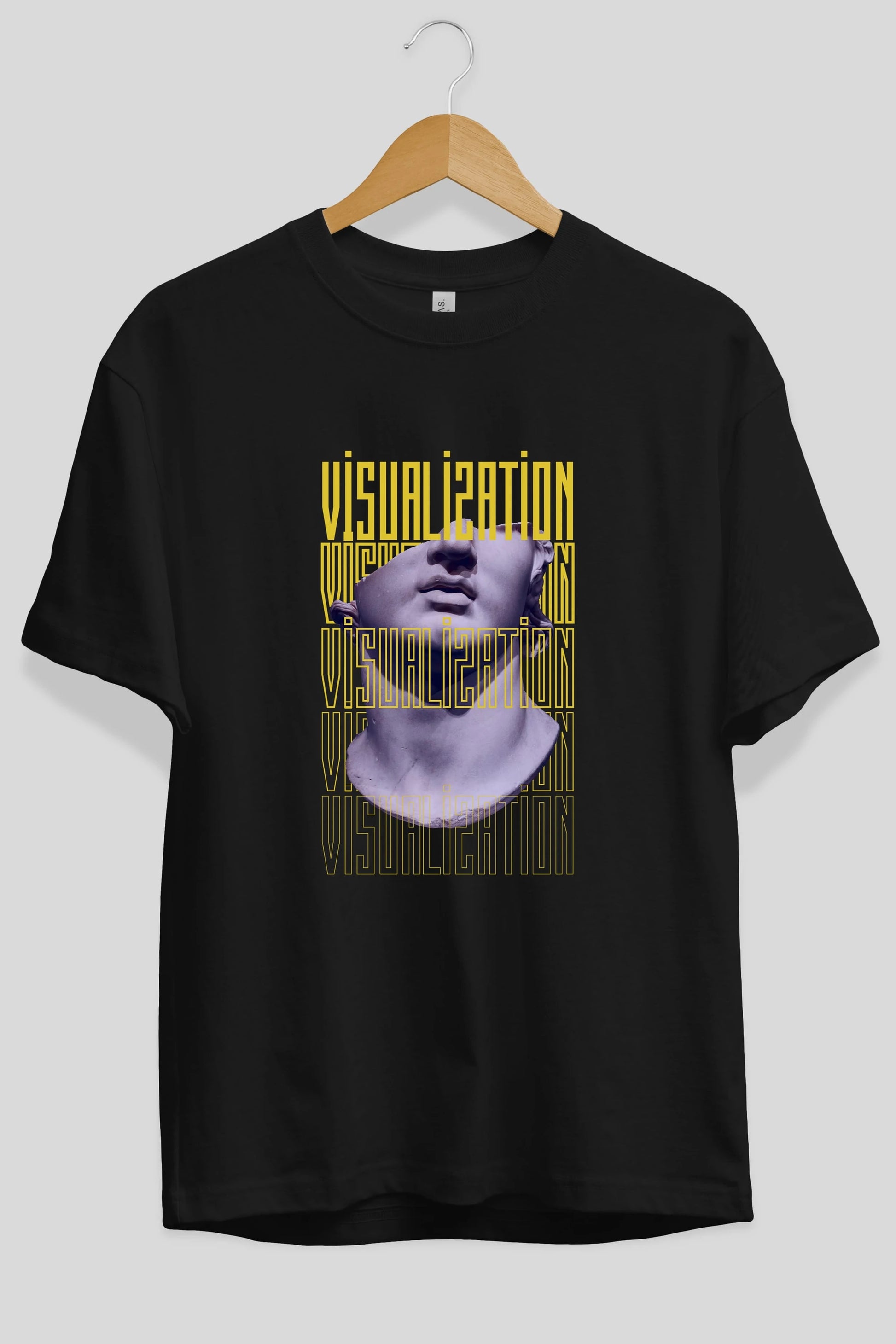 Visualization Yazılı Ön Baskılı Oversize t-shirt Erkek Kadın Unisex