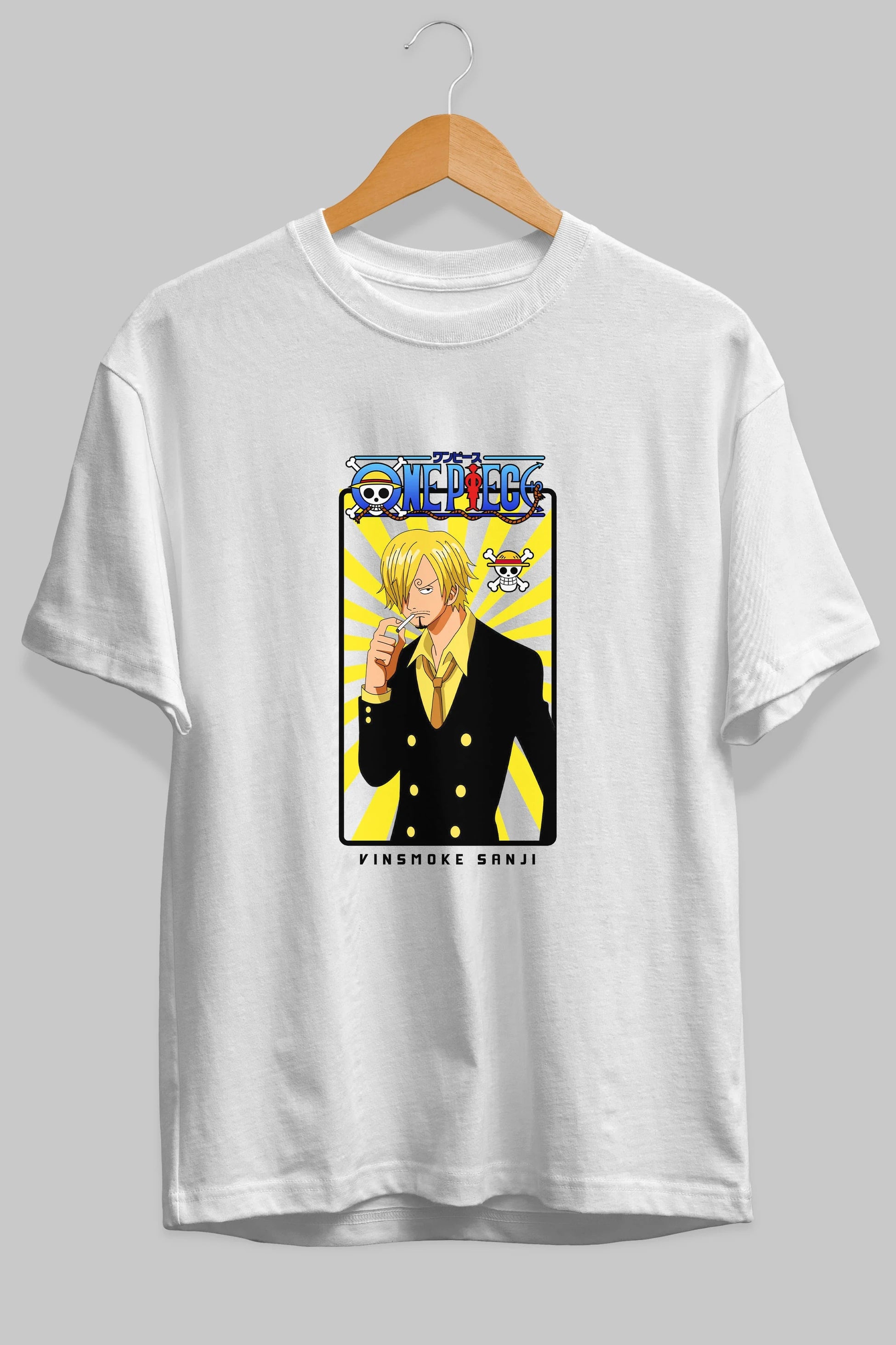 Sanji 4 Anime Ön Baskılı Oversize t-shirt Erkek Kadın Unisex