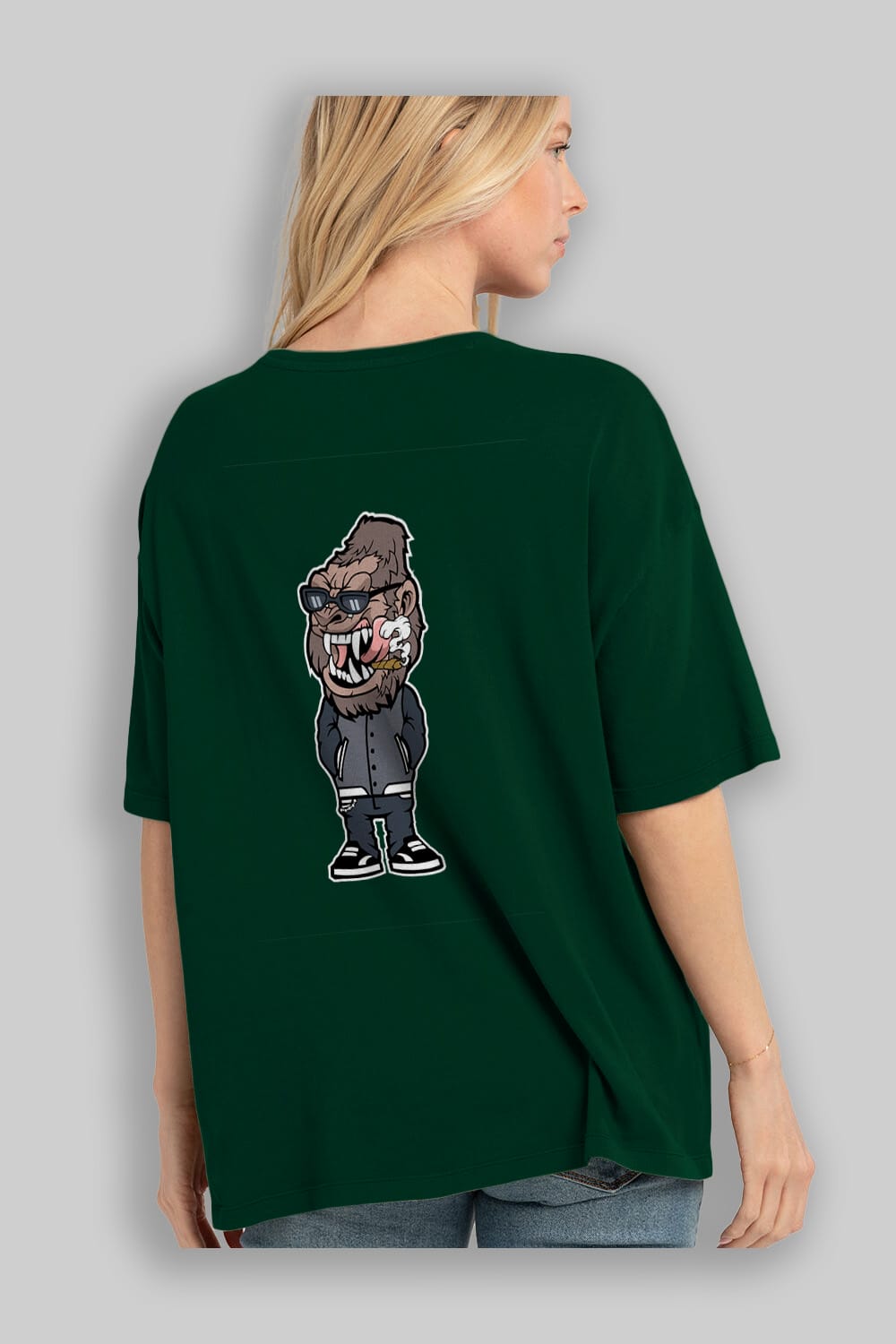 Gorilla Street Style Arka Baskılı Oversize t-shirt Erkek Kadın Unisex %100 Pamuk tişort