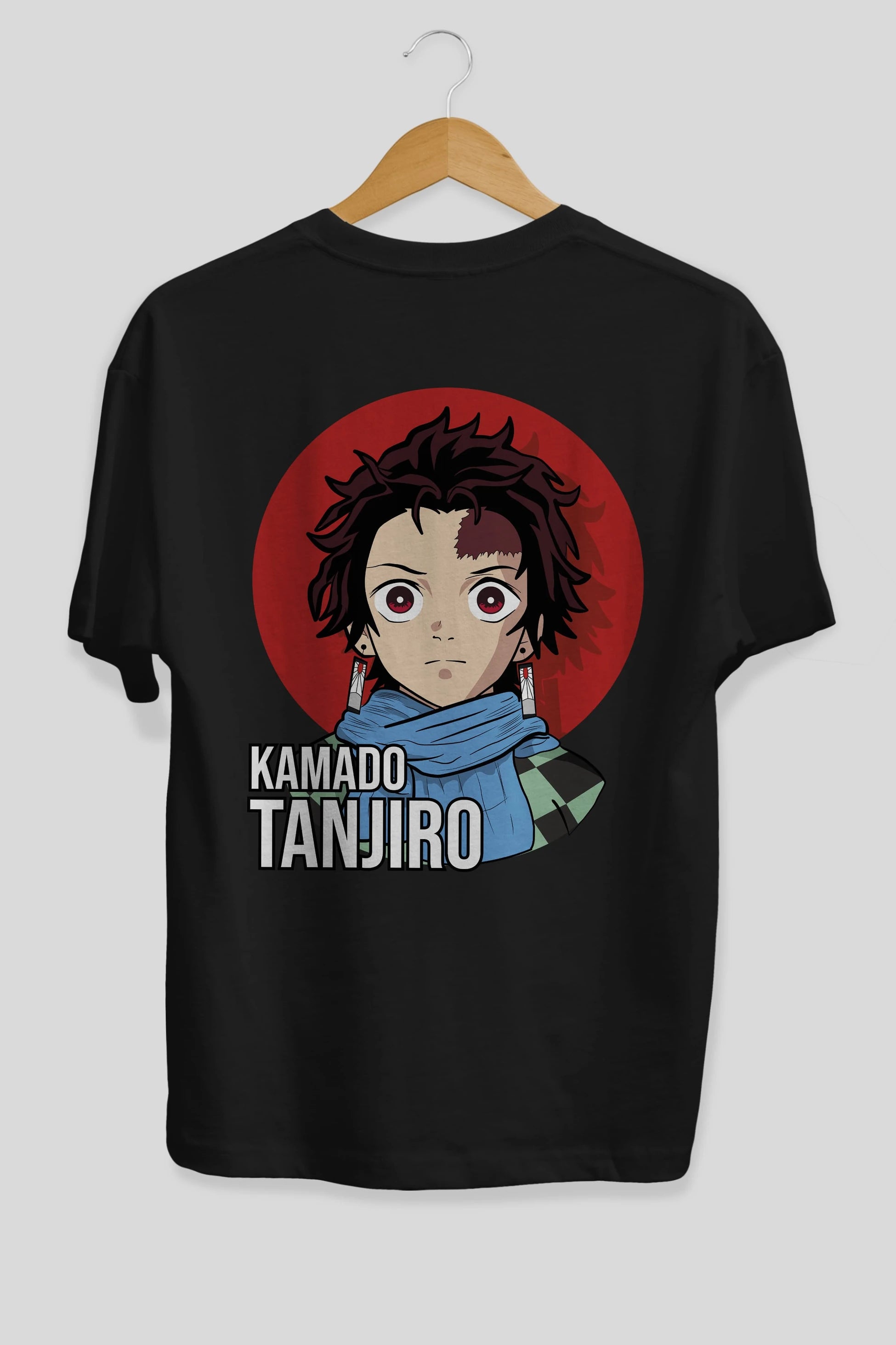 TANJIRO KAMADO Anime Arka Baskılı Oversize t-shirt Erkek Kadın Unisex