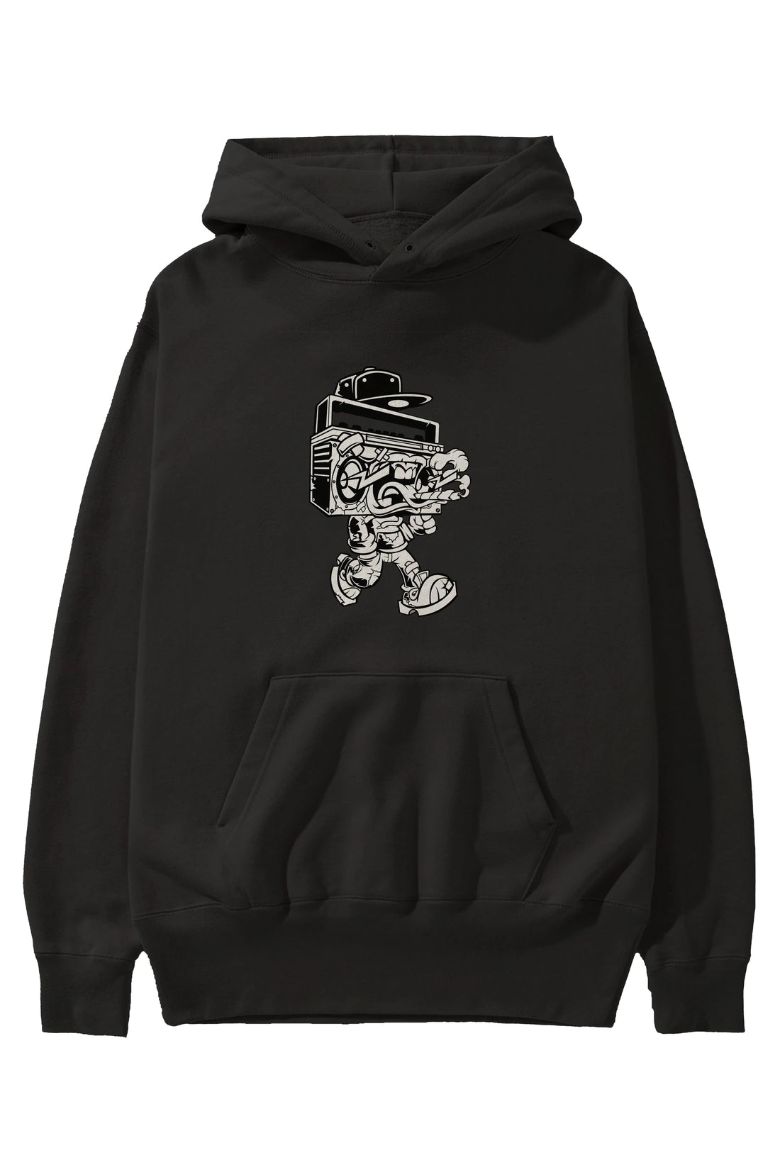 Boombox Ön Baskılı Hoodie Oversize Kapüşonlu Sweatshirt Erkek Kadın Unisex