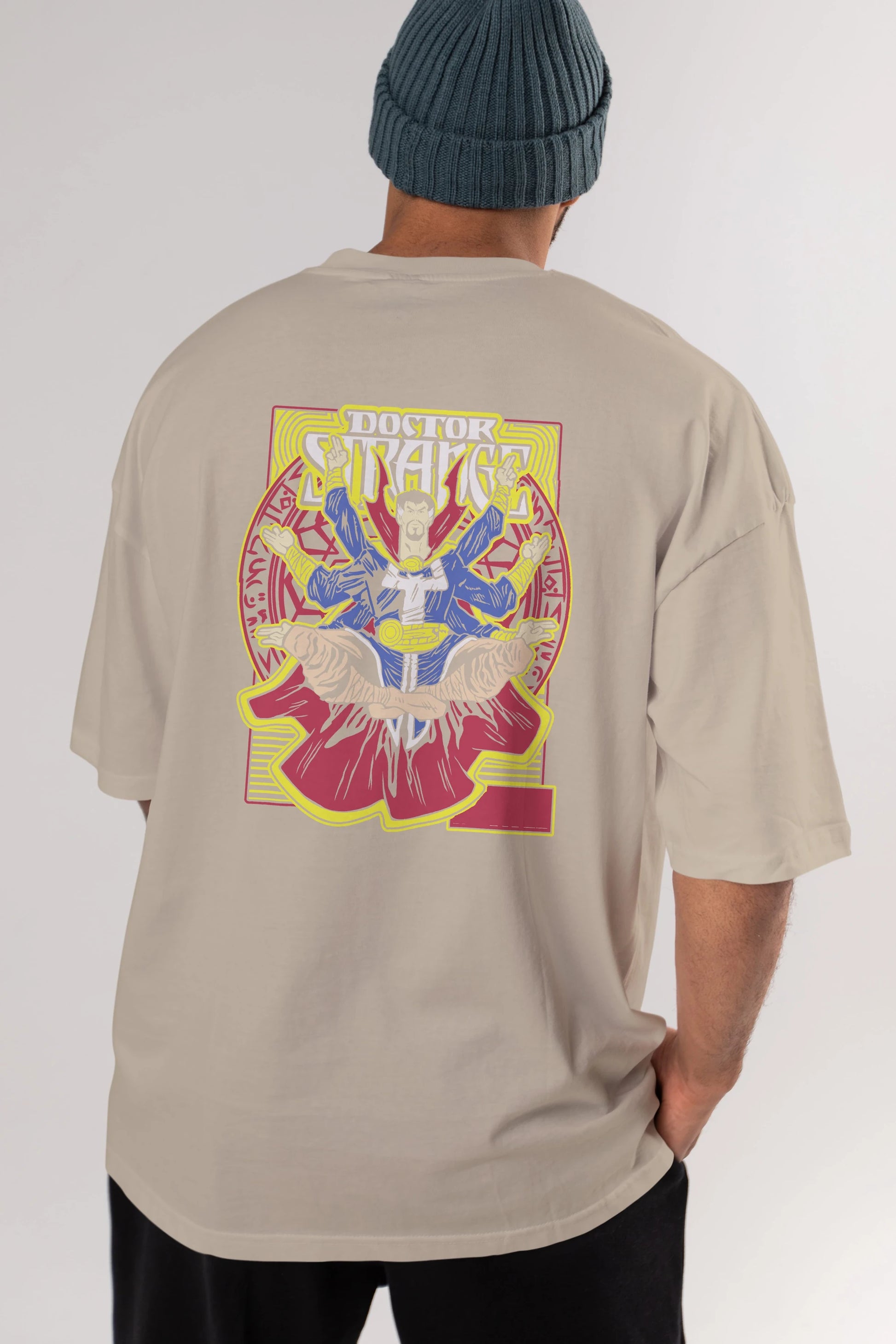Doctor Strange (1) Arka Baskılı Oversize t-shirt Erkek Kadın Unisex %100 Pamuk Bisiklet Yaka tişort