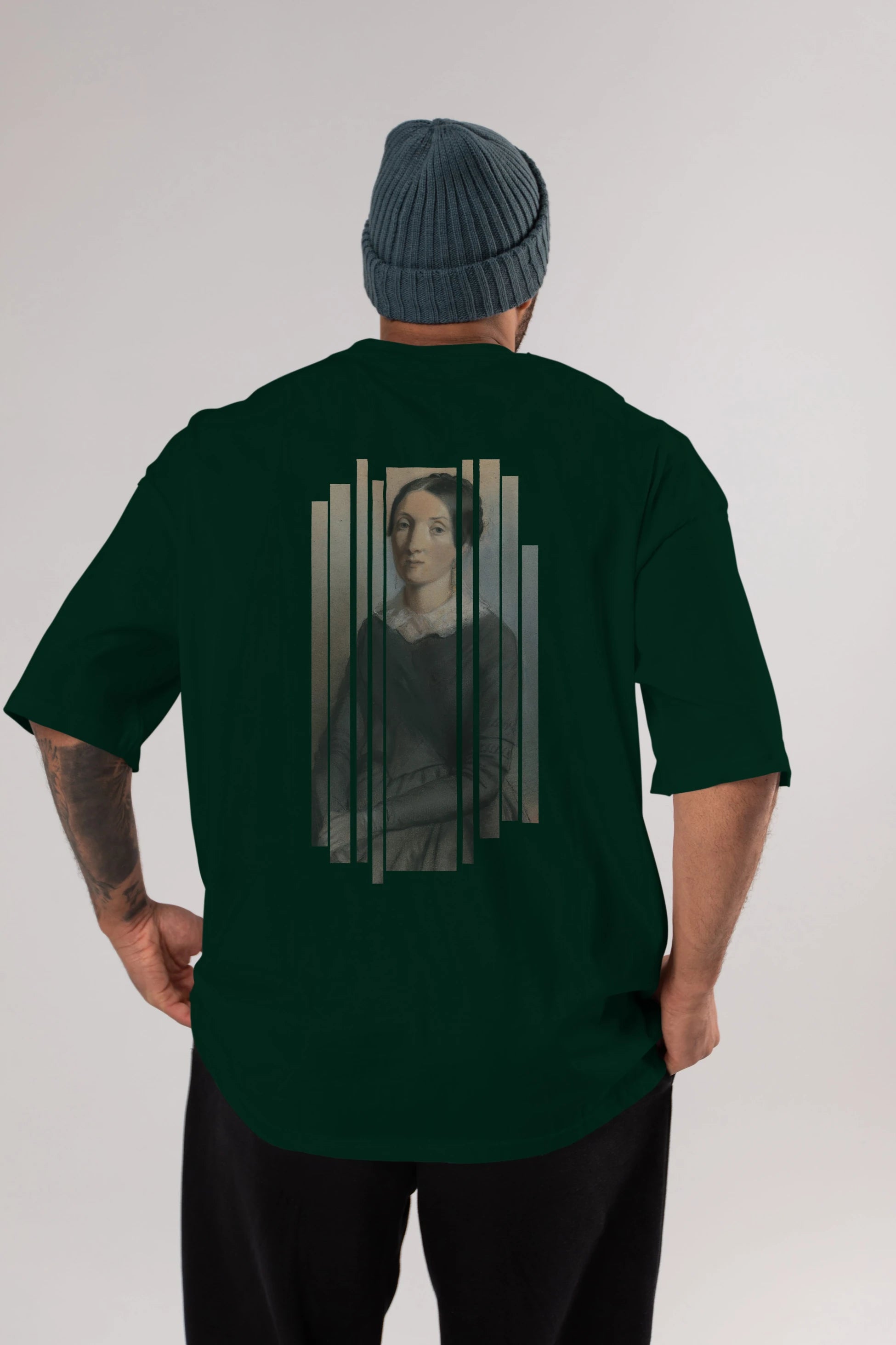 Retro Portre Arka Baskılı Oversize t-shirt Erkek Kadın Unisex