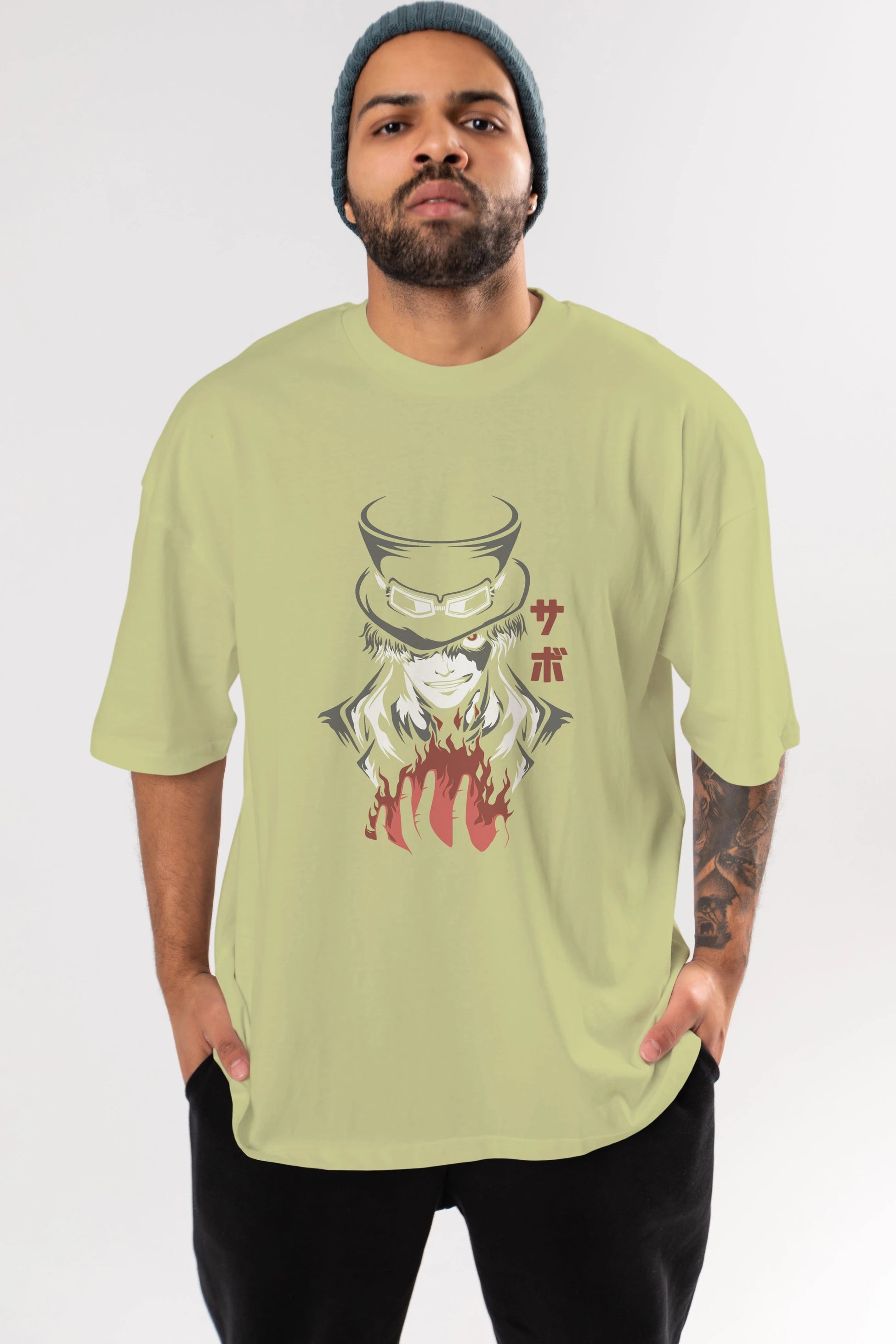 SaboOnePiece Anime Ön Baskılı Oversize t-shirt %100 pamuk Erkek Kadın Unisex
