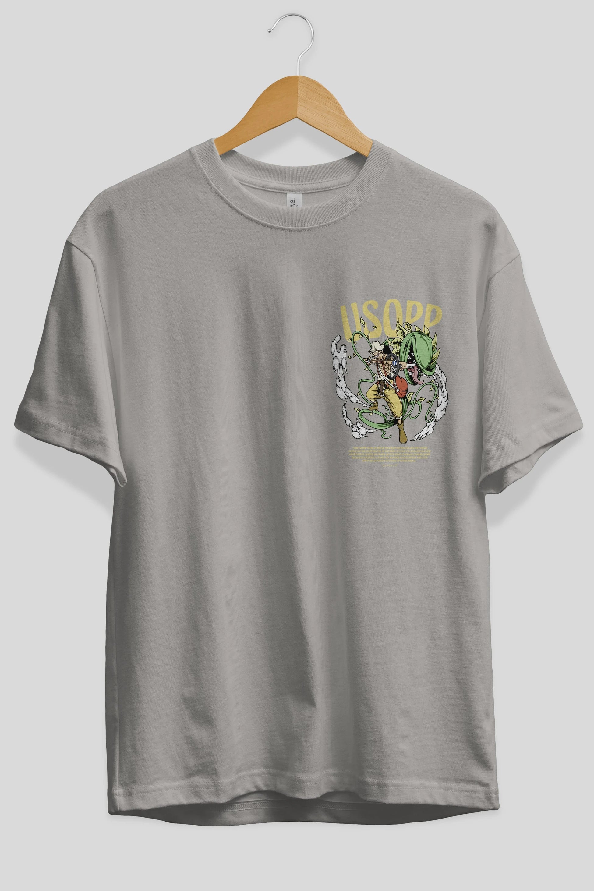 Usopp Ön Sol Baskılı Oversize t-shirt Erkek Kadın Unisex %100 Pamuk Bisiklet Yaka tişort