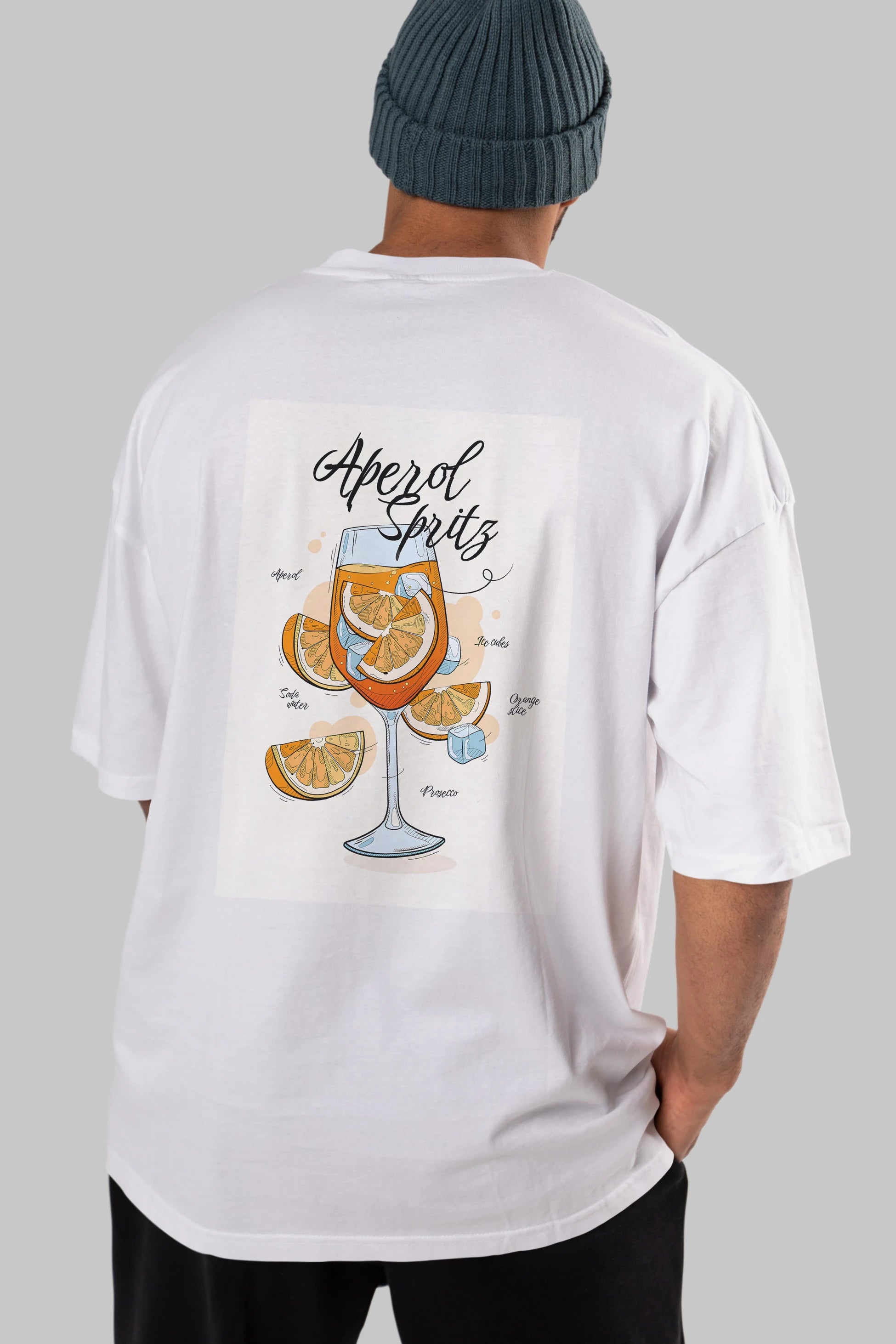 Aperol Spritz 6 Arka Baskılı Oversize t-shirt Erkek Kadın Unisex %100 Pamuk Bisiklet Yaka tişort