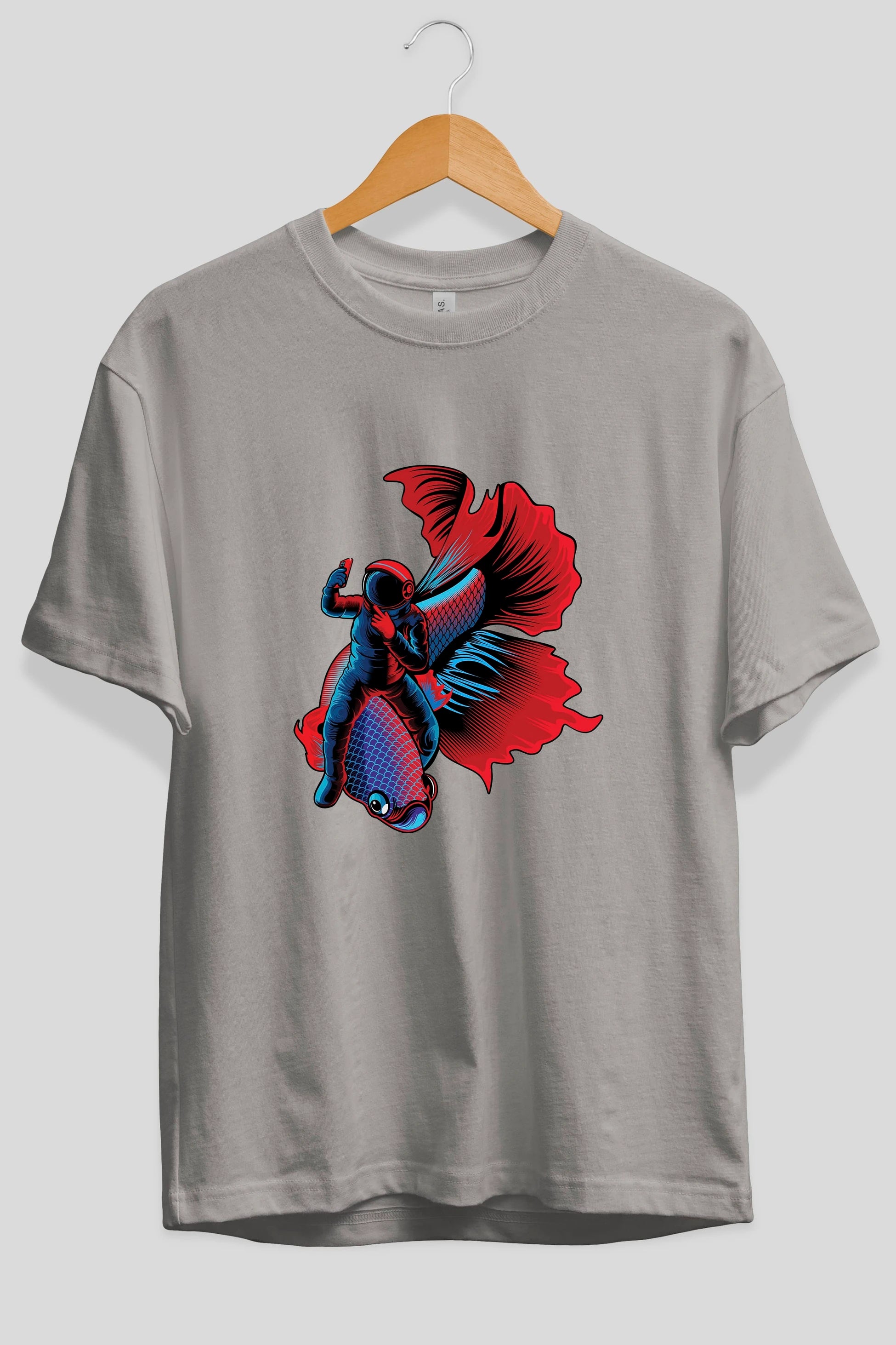 Astrofish selfie Ön Baskılı Oversize t-shirt Erkek Kadın Unisex