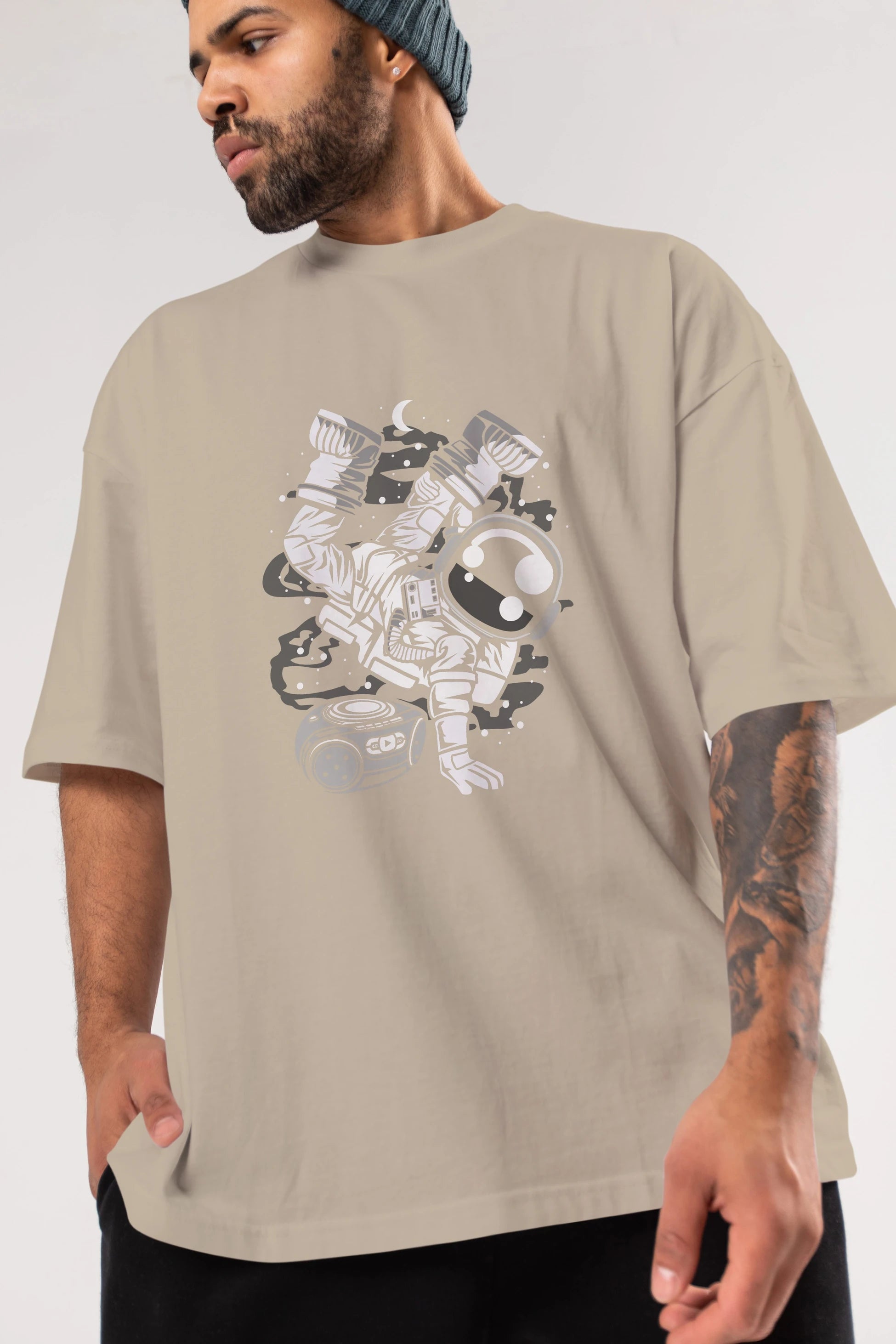 Space Breakdance Ön Baskılı Oversize t-shirt Erkek Kadın Unisex