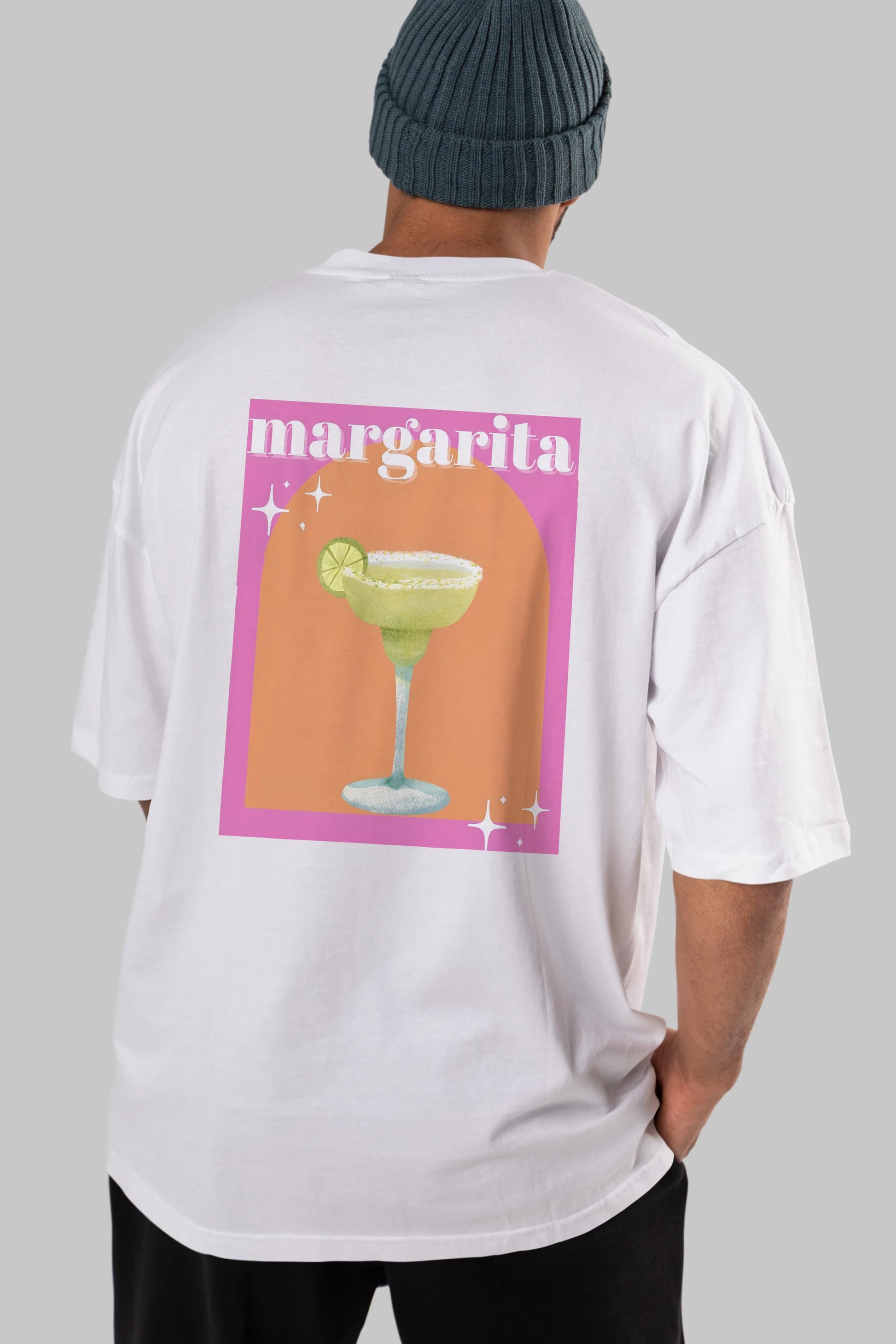 Margarita 7 Arka Baskılı Oversize t-shirt Erkek Kadın Unisex %100 Pamuk Bisiklet Yaka tişort
