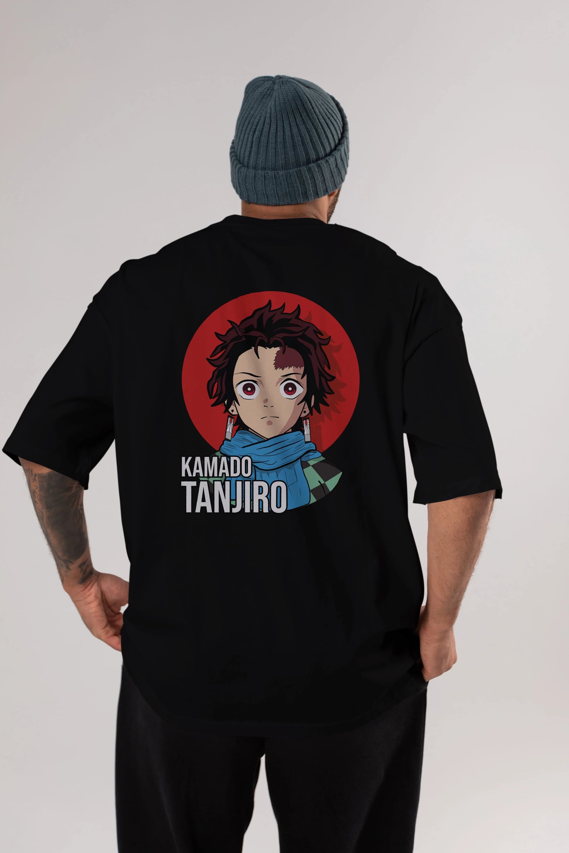 TANJIRO KAMADO Anime Arka Baskılı Oversize t-shirt Erkek Kadın Unisex