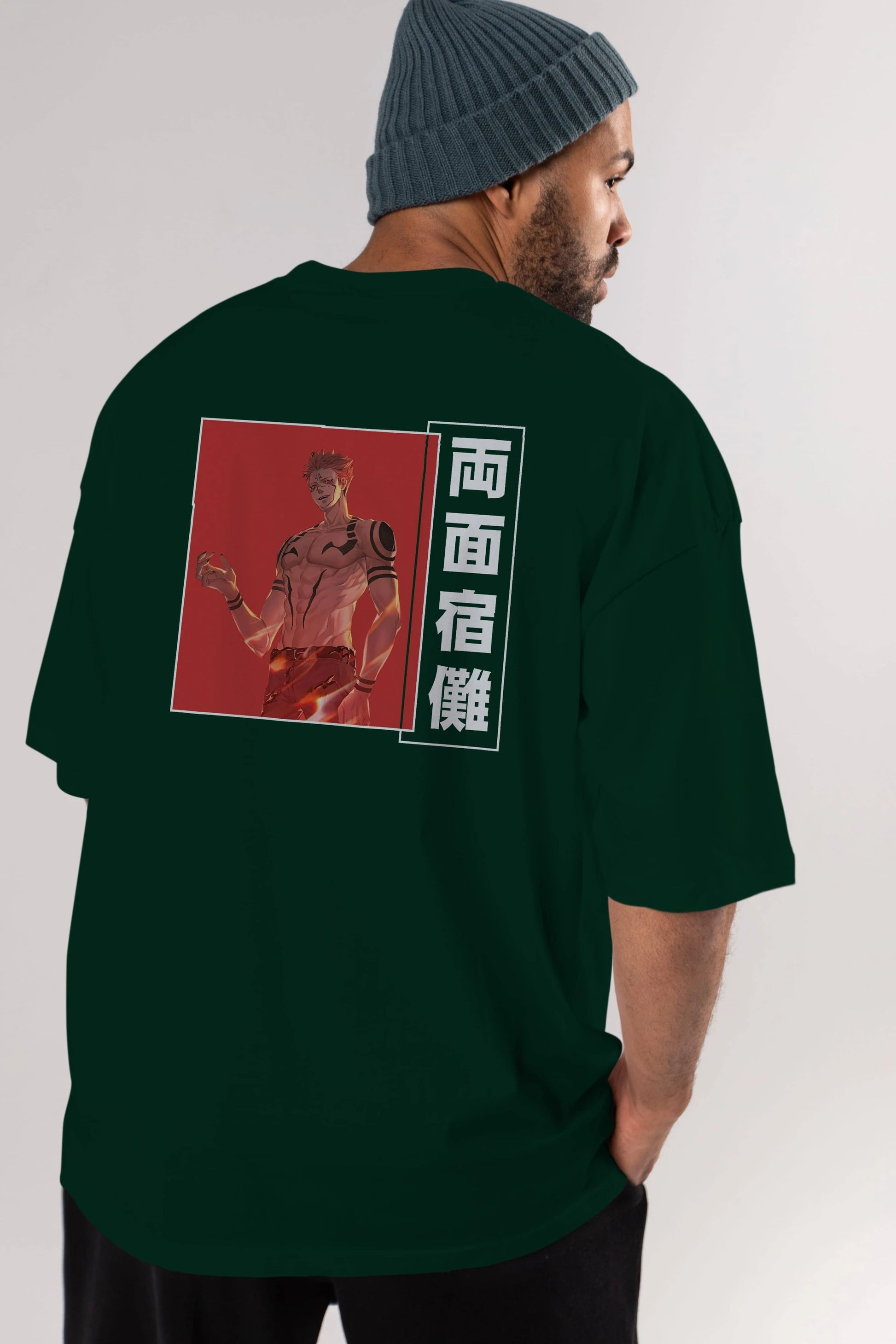 Sukuna Ryoumen 3 Anime Arka Baskılı Oversize t-shirt Erkek Kadın Unisex