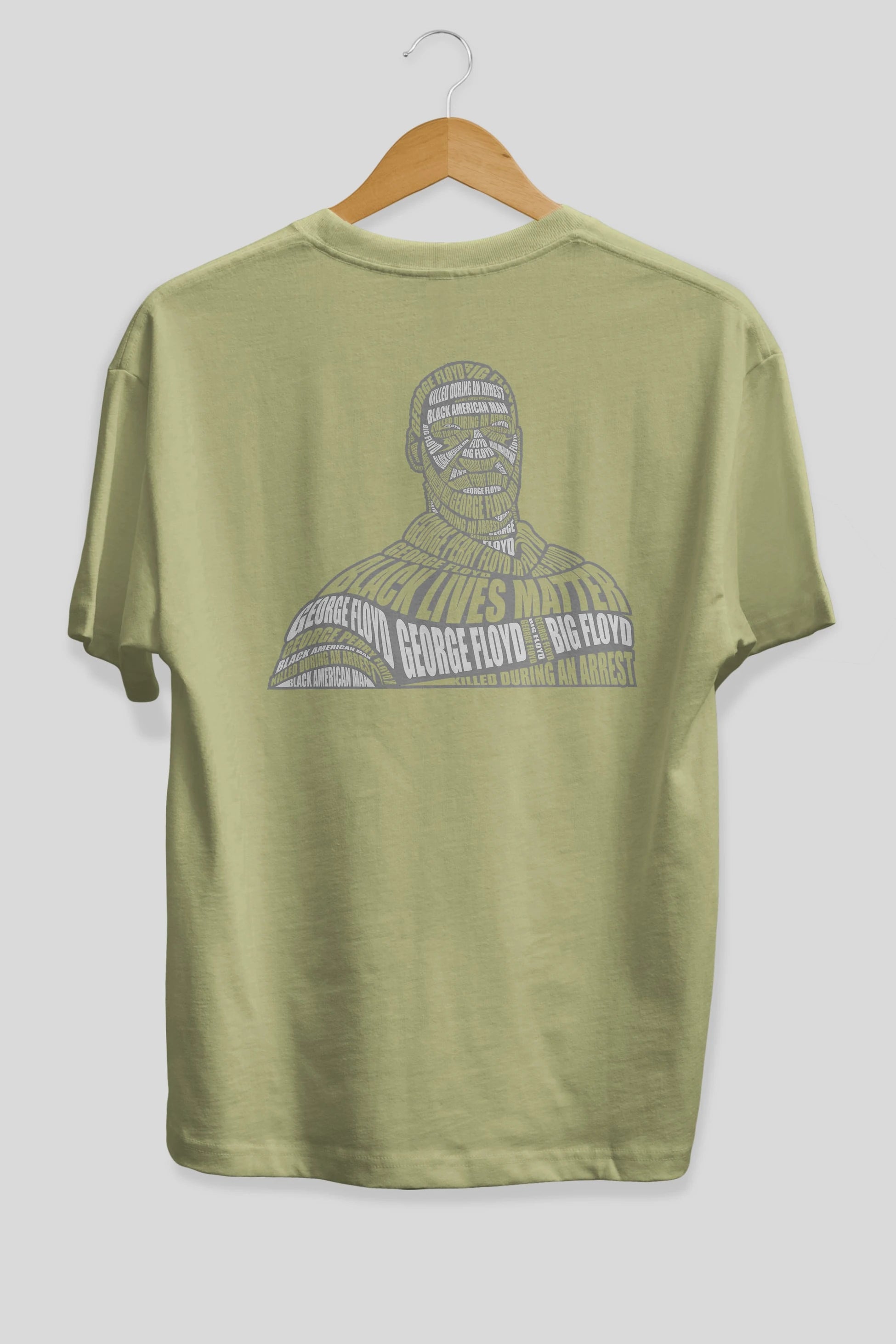 George Floyd Calligram Arka Baskılı Oversize t-shirt %100 pamuk Erkek Kadın Unisex