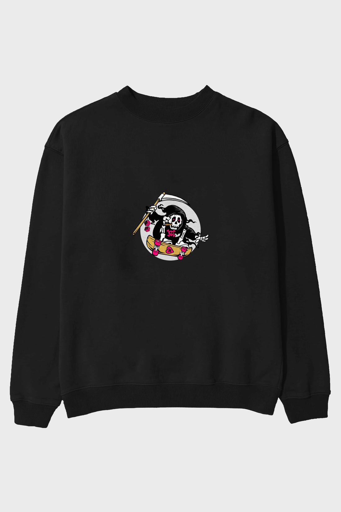 Grim Skater Ön Baskılı Oversize Sweatshirt Erkek Kadın Unisex