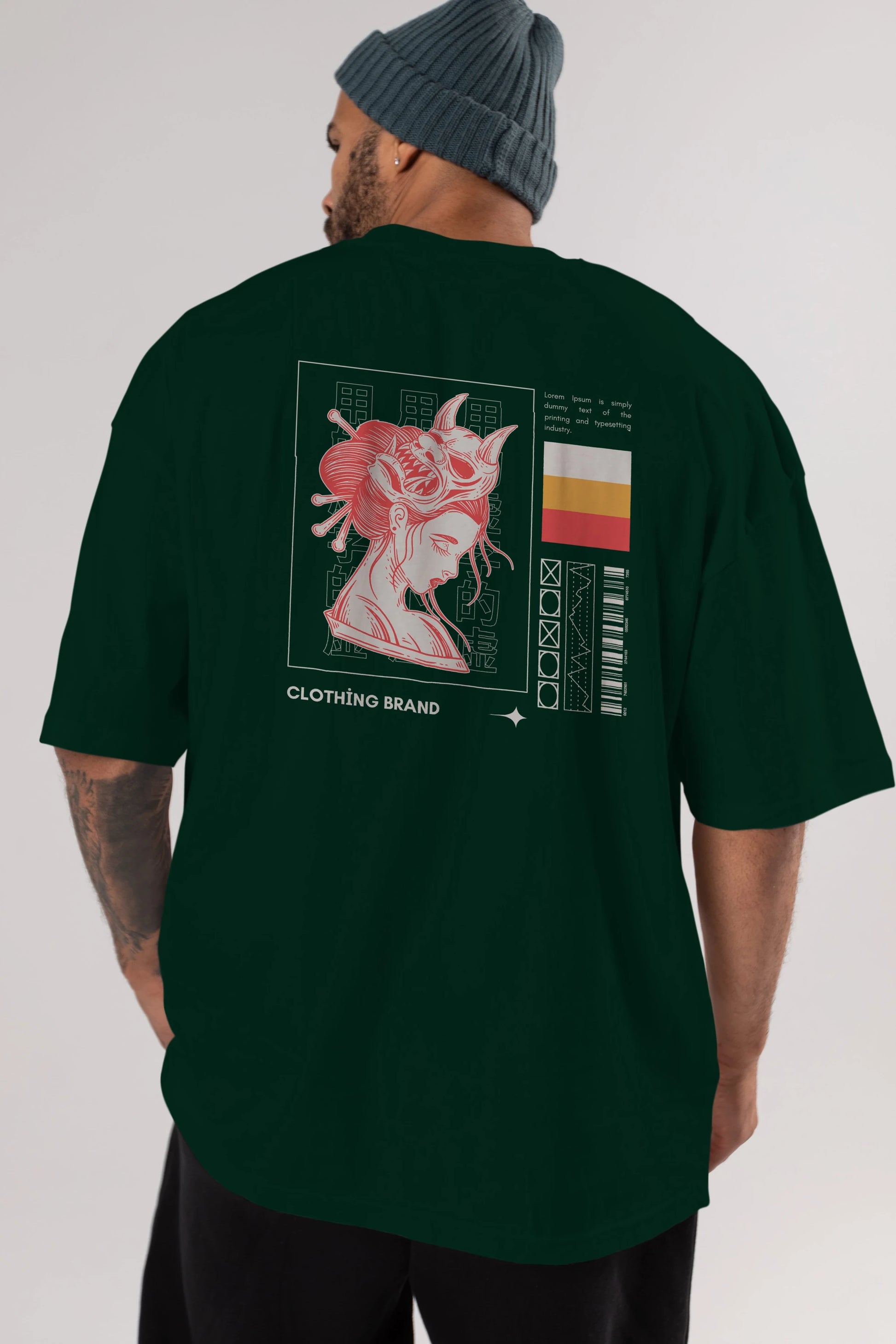 Hipster Japanese Style 2 Arka Baskılı Oversize t-shirt Erkek Kadın Unisex