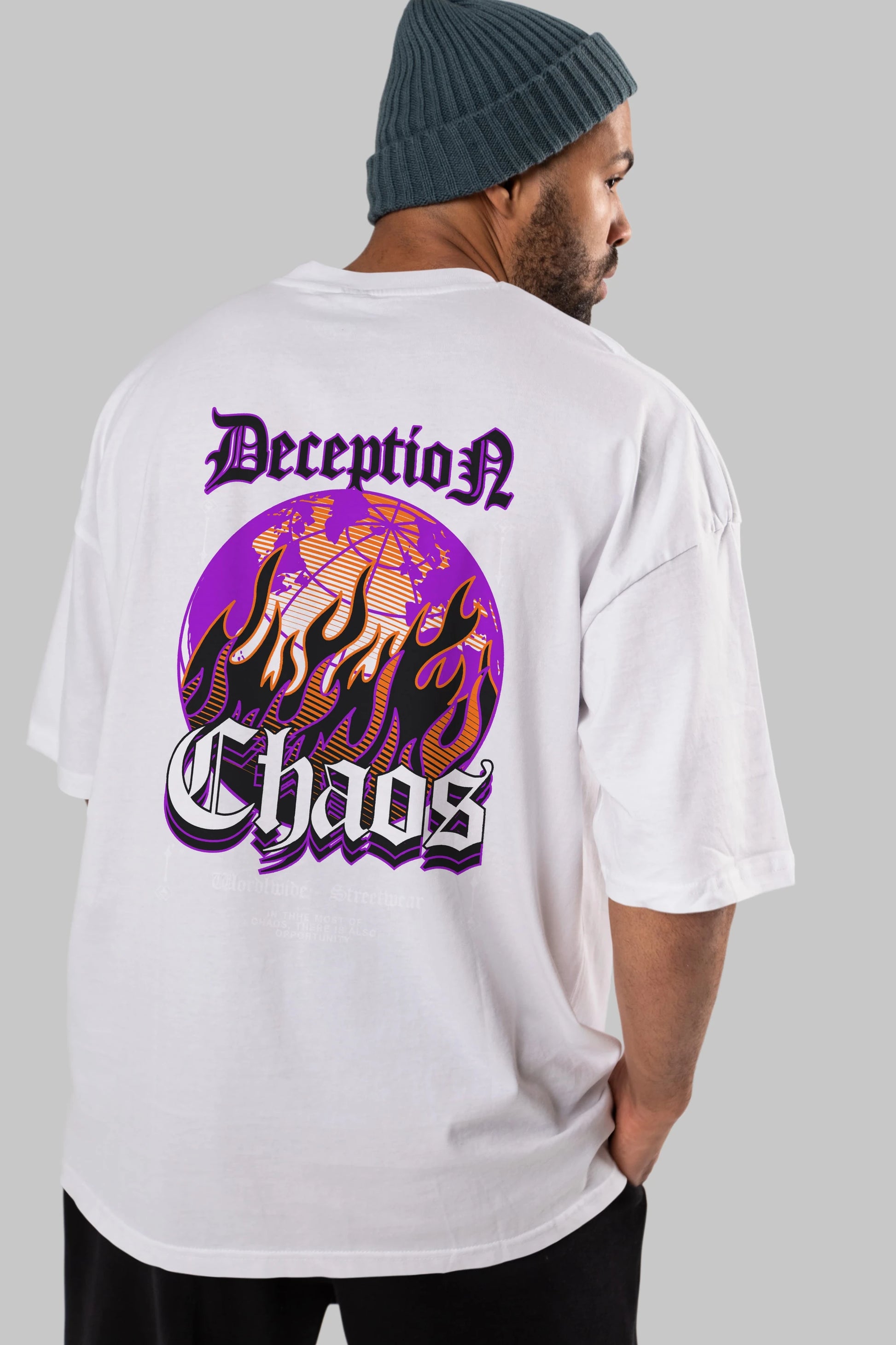 Deception Chaos Arka Baskılı Oversize t-shirt Erkek Kadın Unisex