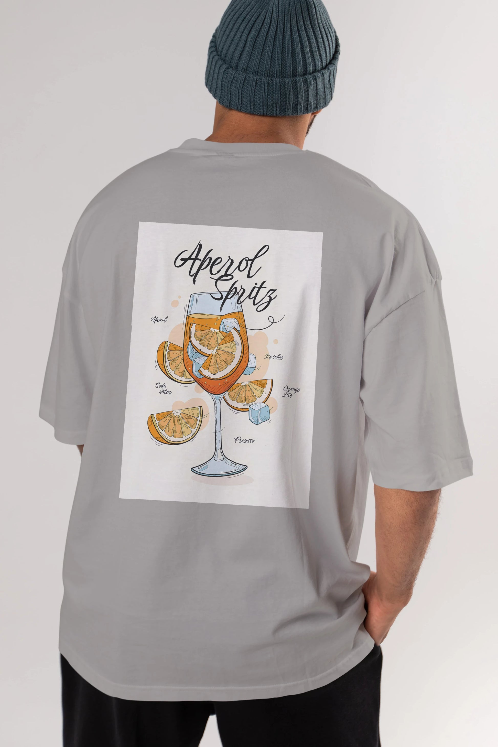 Aperol Spritz 6 Arka Baskılı Oversize t-shirt Erkek Kadın Unisex %100 Pamuk Bisiklet Yaka tişort
