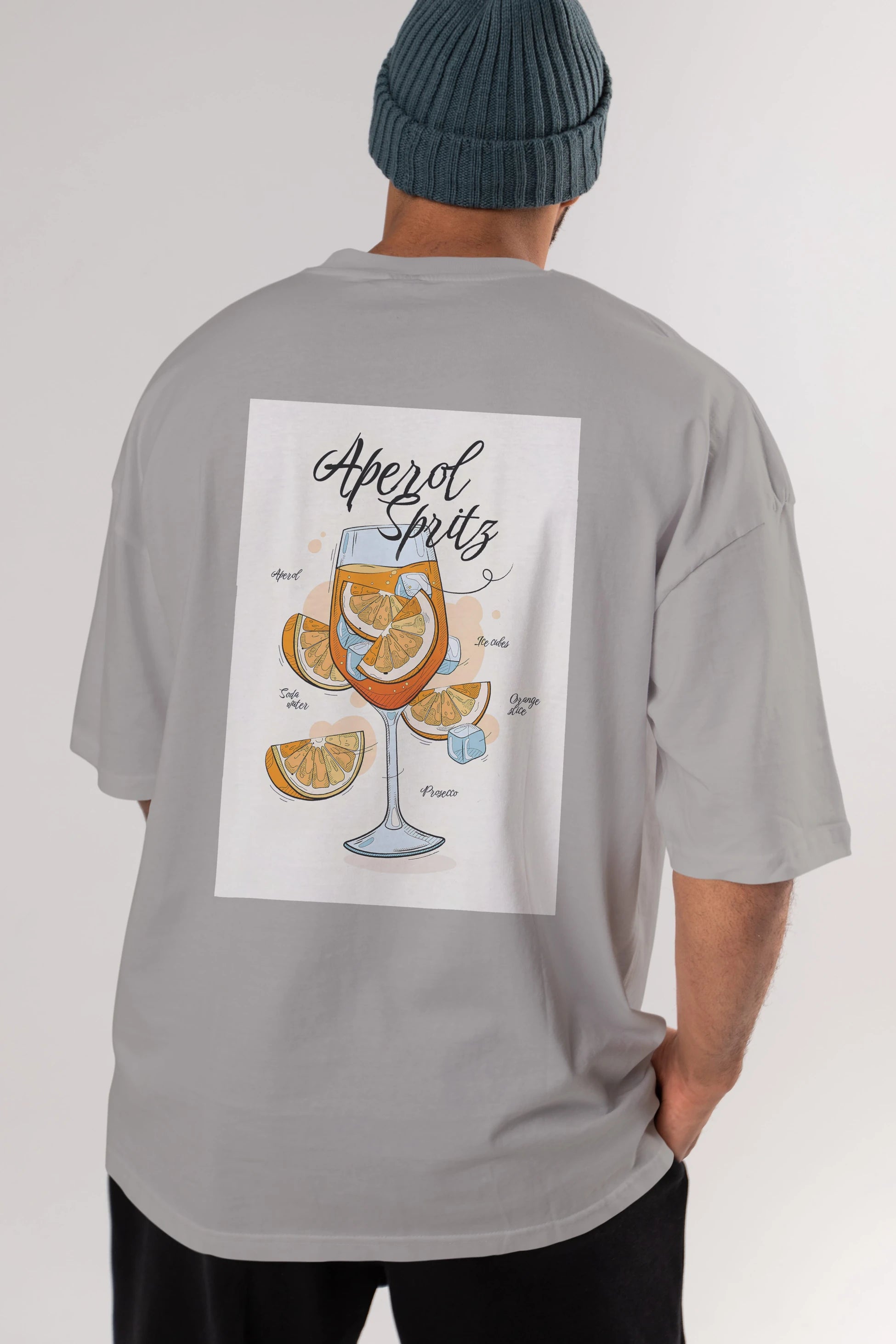 Aperol Spritz 6 Arka Baskılı Oversize t-shirt Erkek Kadın Unisex %100 Pamuk Bisiklet Yaka tişort