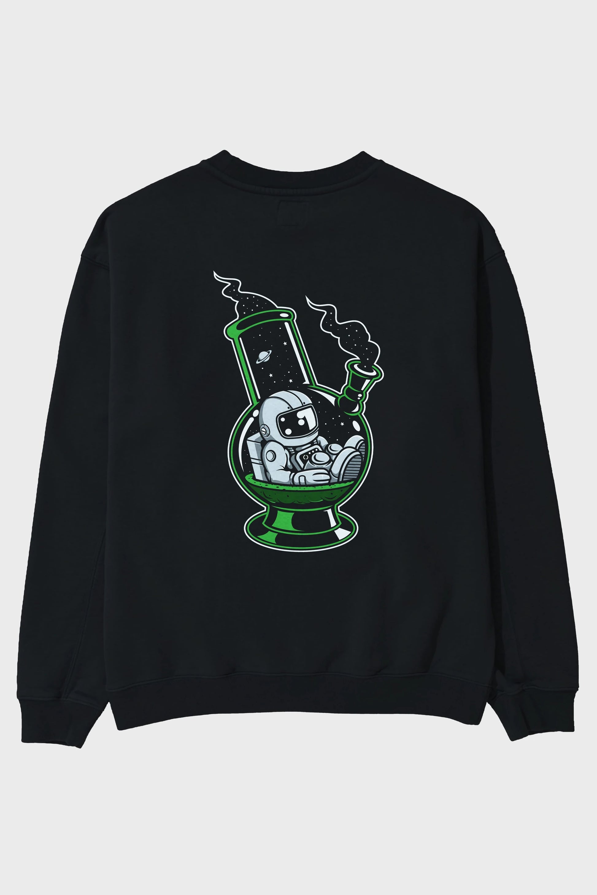 Astronaut Bong Arka Baskılı Oversize Sweatshirt Erkek Kadın Unisex