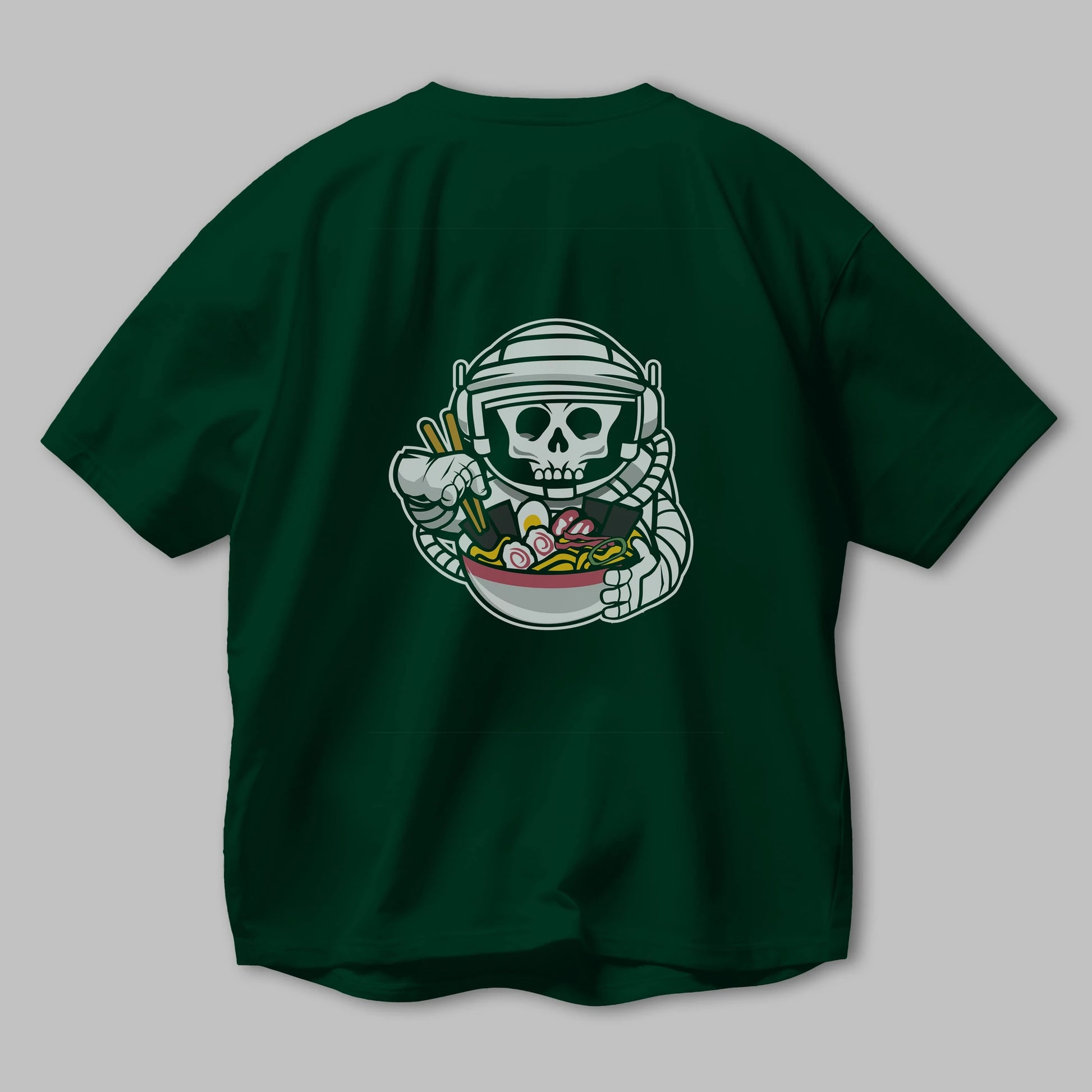Astronaut Ramen Arka Baskılı Oversize t-shirt Erkek Kadın Unisex %100 Pamuk tişort