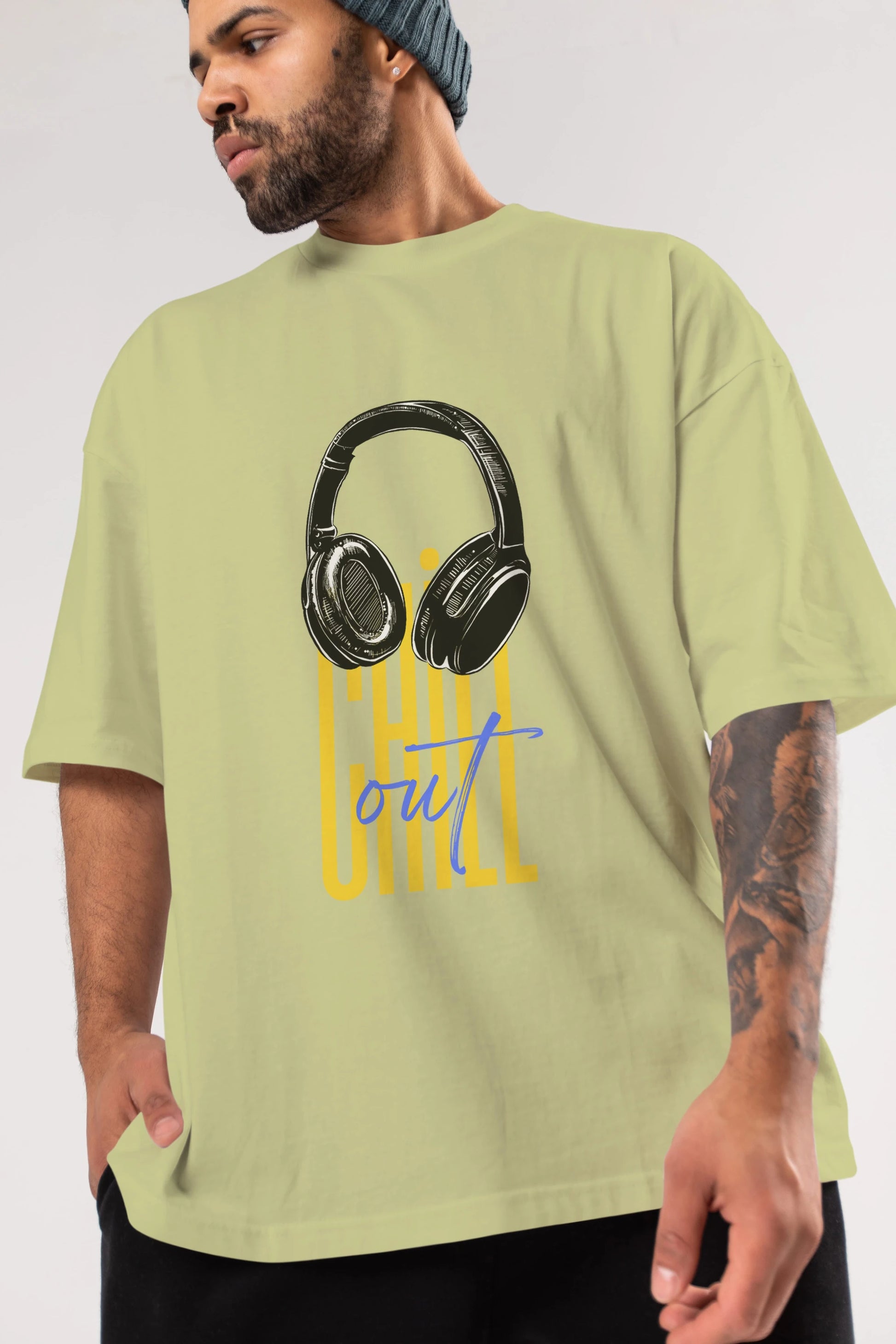Chill Out Yazılı Ön Baskılı Oversize t-shirt Erkek Kadın Unisex